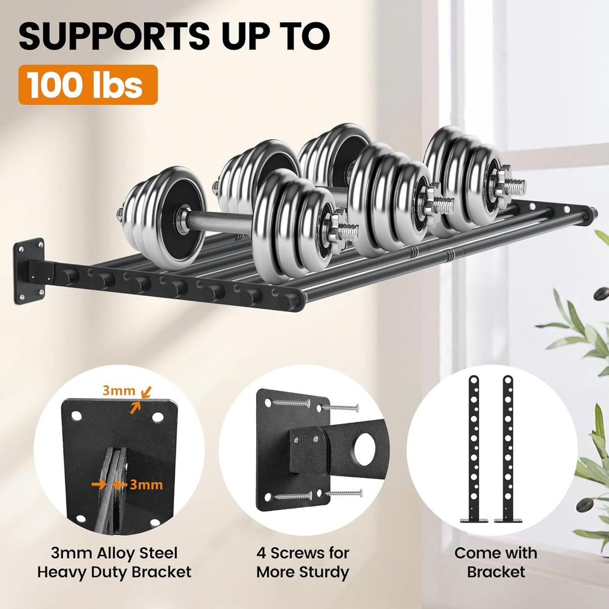 Wall Mounted Clothes Drying Rack 43 Inch – Foldable Laundry Drying Rack for Wall Mount, Space