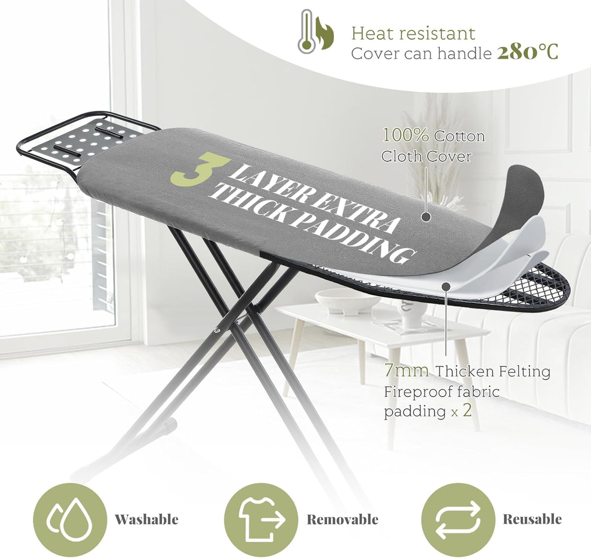 Ironing Board Full Size, RAINHOL 43"x13" Heavy Duty Compact Ironing Board with Iron Rest, Height