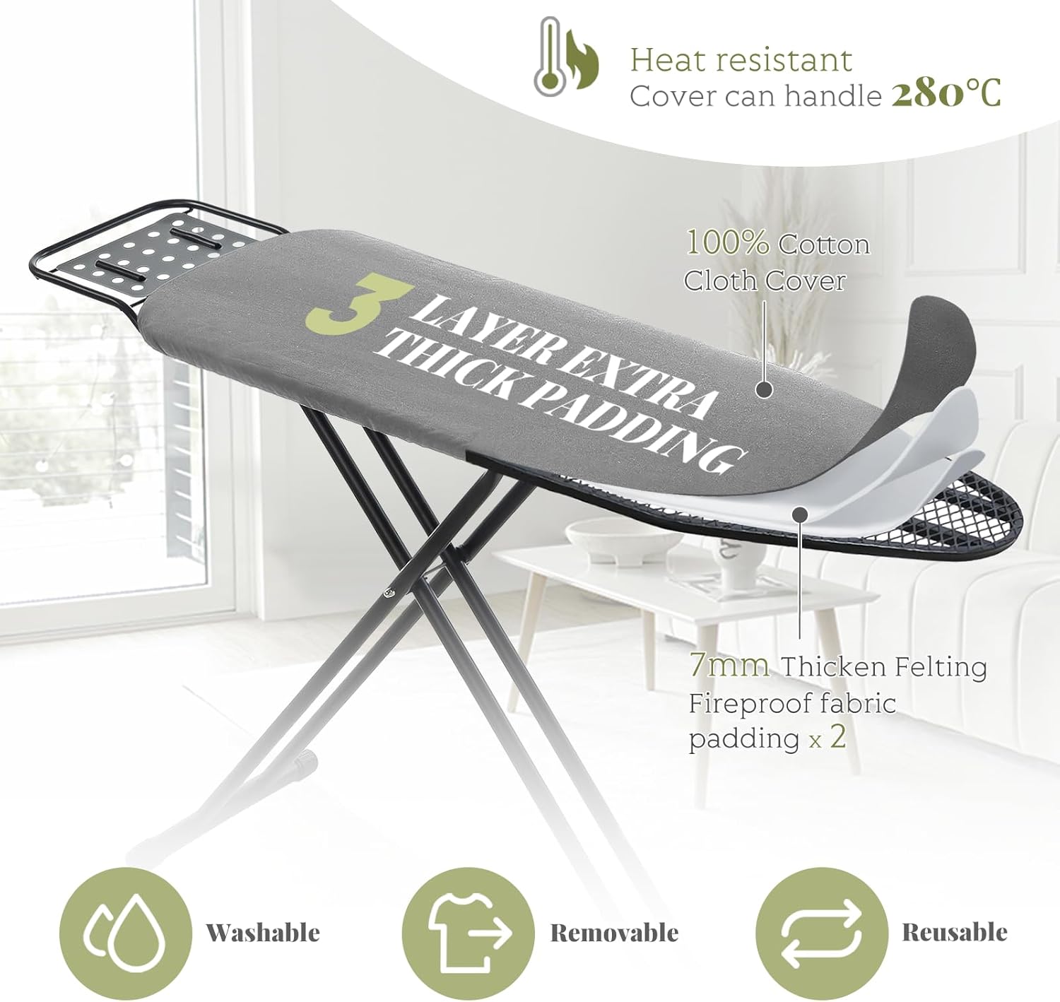 Ironing Board Full Size, RAINHOL 43"x13" Heavy Duty Compact Ironing Board with Iron Rest, Height