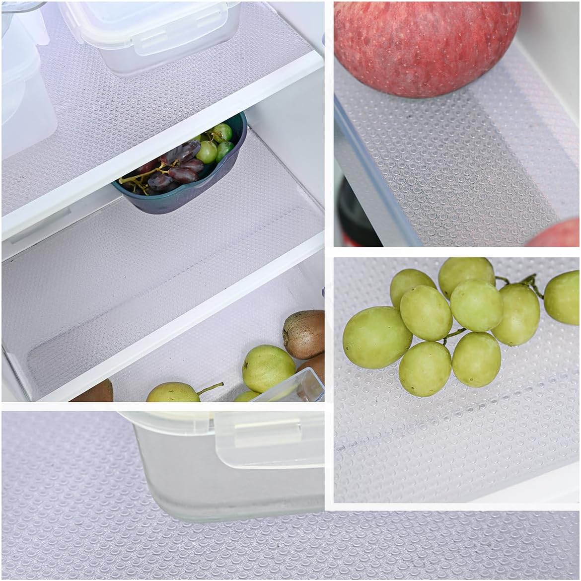 BOPART 12Pcs Refrigerator Liners Washable Fridge Shelf Liners Refrigerator Mats for Freezer Glass