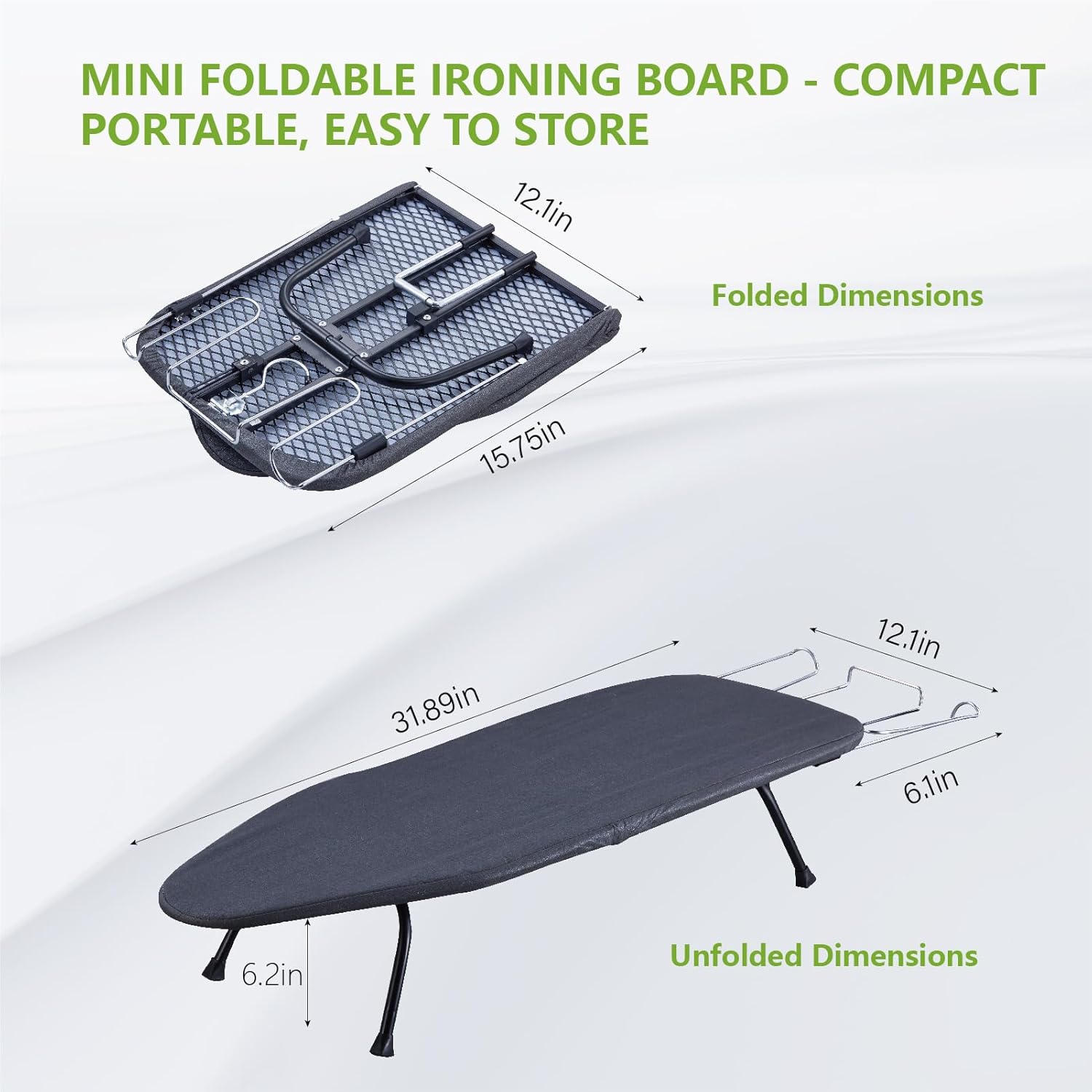 Foldable Table Top Ironing Board with Iron Rest, Portable Ironing Board Small with Heat Resistant