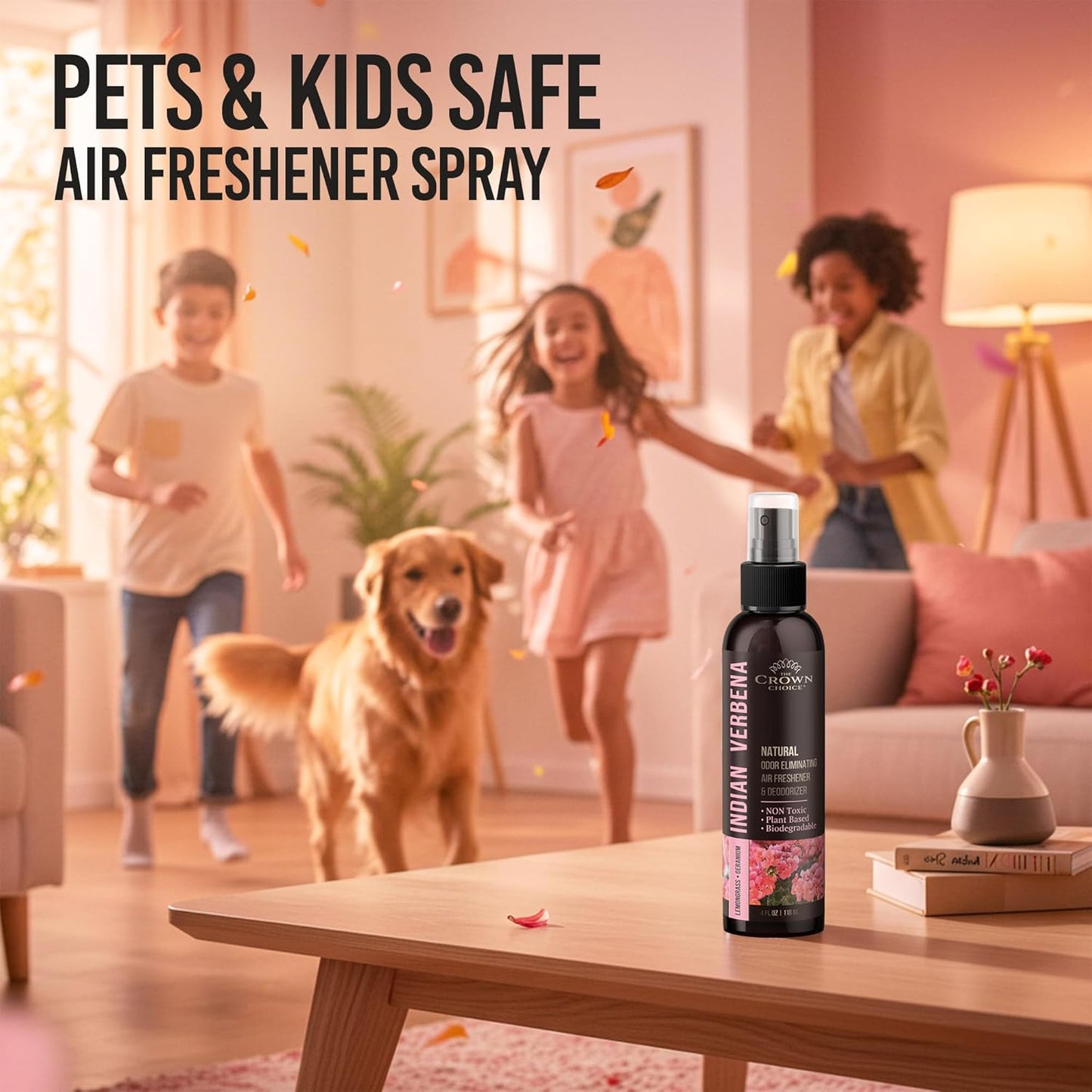 Non-Toxic Odor Eliminator, Natural Geranium & Lemongrass Air Freshener Spray for Home, Room, Closet