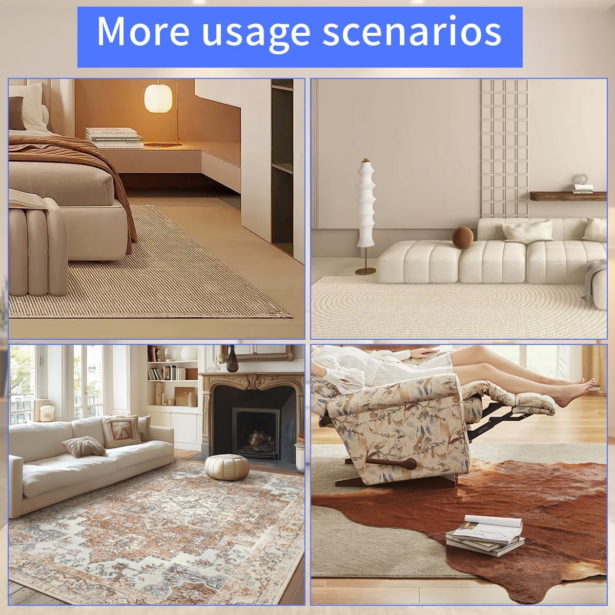 Extra Large Area Rug Cushioned Carpet Pad, 6x9 Ft, Thick Felt Pad for All Floors, Keeps Rug in