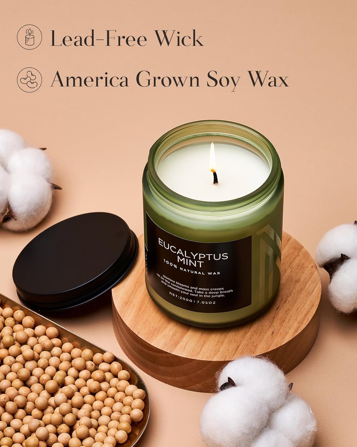 M&SENSE Eucalyptus & Mint Candles for Home Scented, Clean Non Toxic Aromatherapy Candle Gift 7.05oz