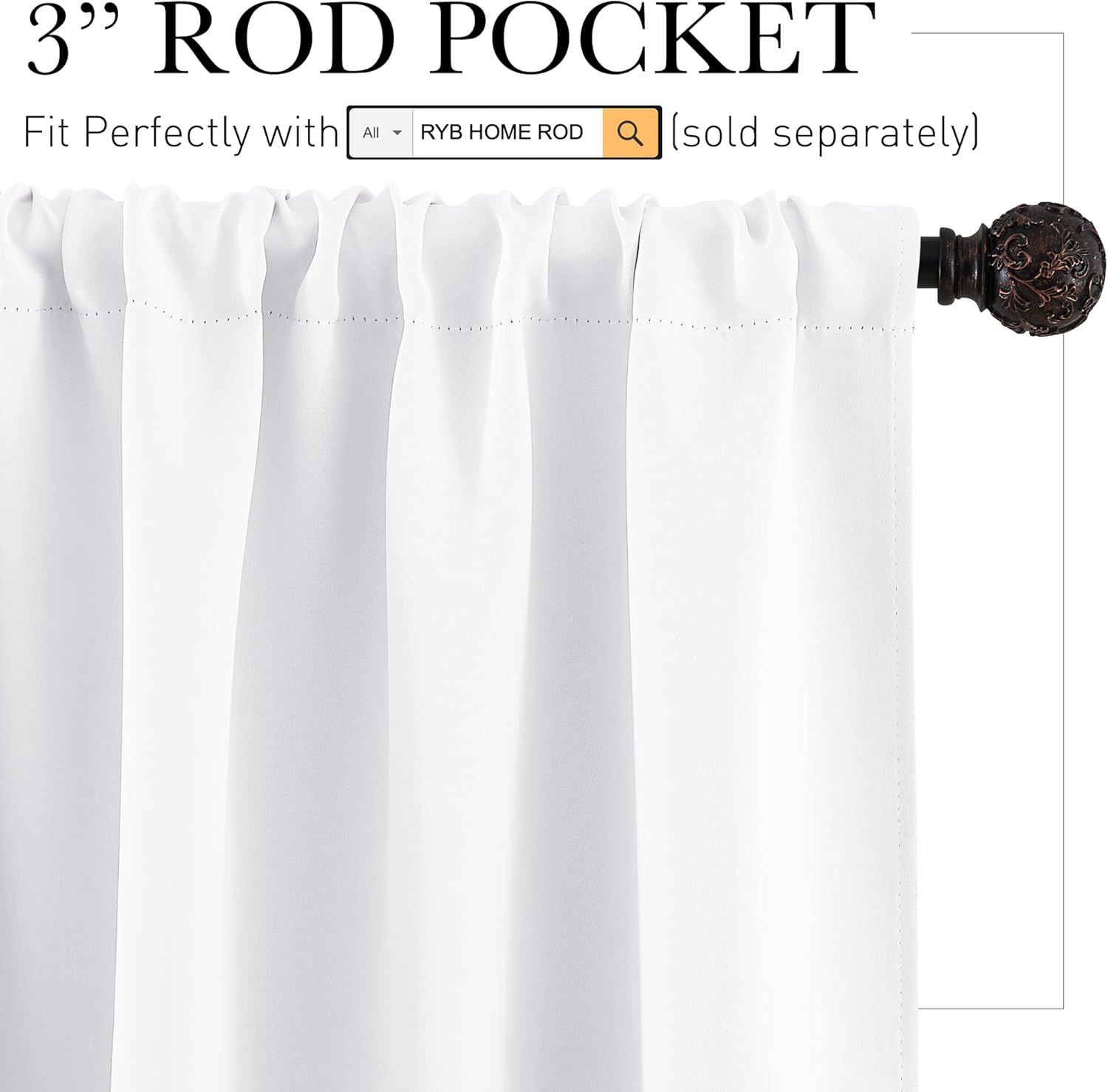 RYB HOME Short Curtains 45 inch 2 Panels Set, Room Darkening Small Window Drapes Thermal Insulated