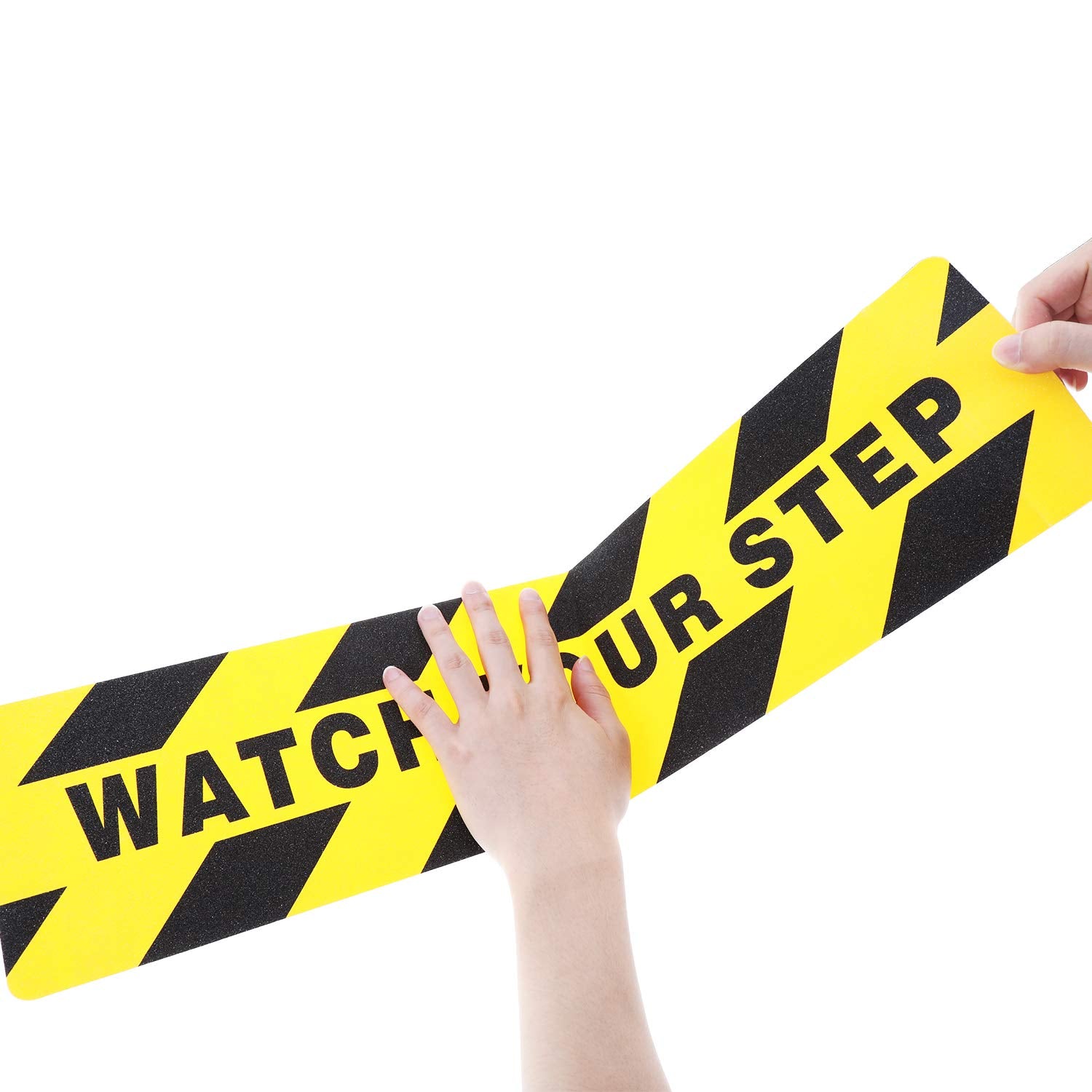 Boao 2 Pieces Watch Your Step Stickers Sign 6 x 24 Inch Caution Watch Your Step Floor Decals