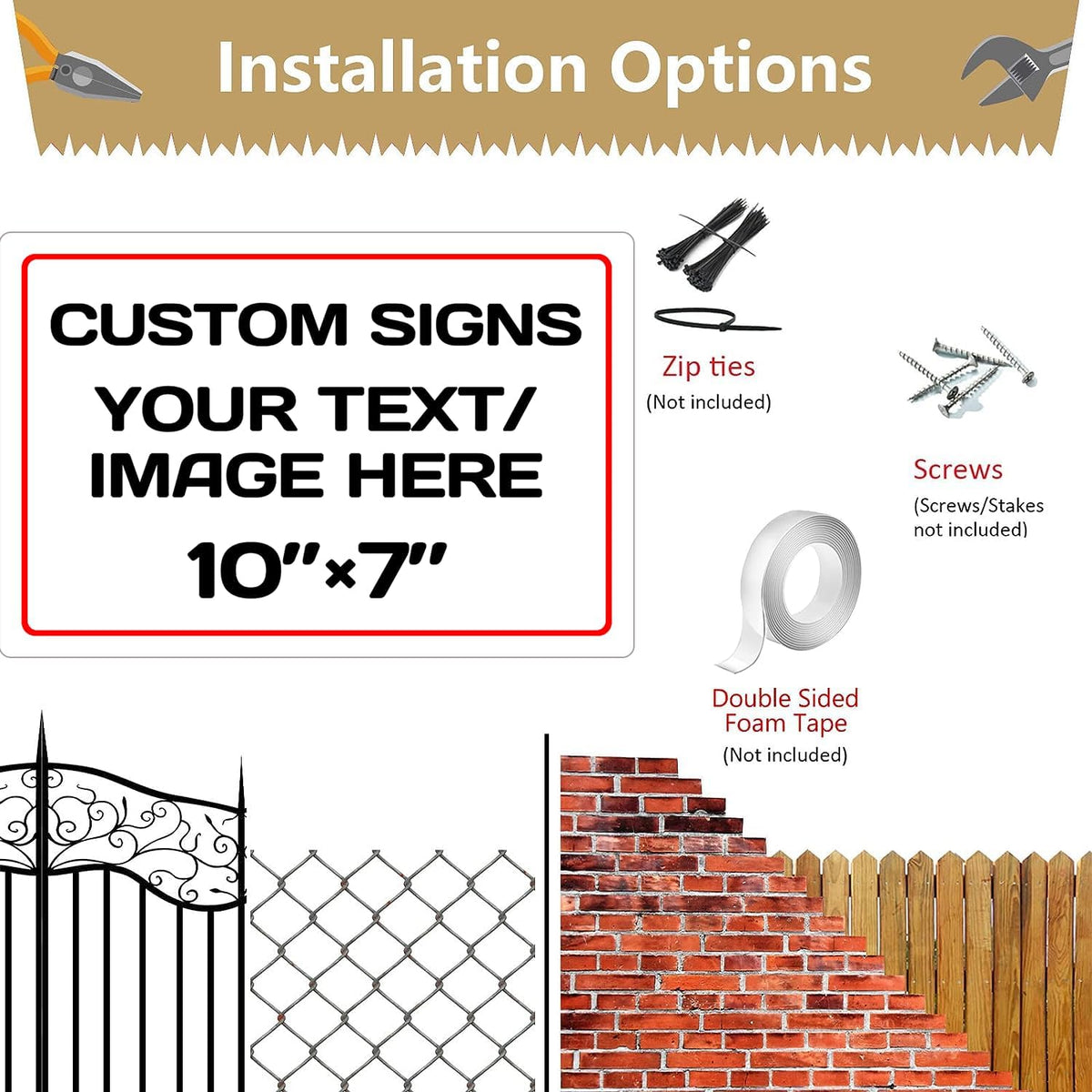 Personalized Aluminum Weatherproof Metal Sign - Multiple Sizes, Custom Text & Picture, Hazard