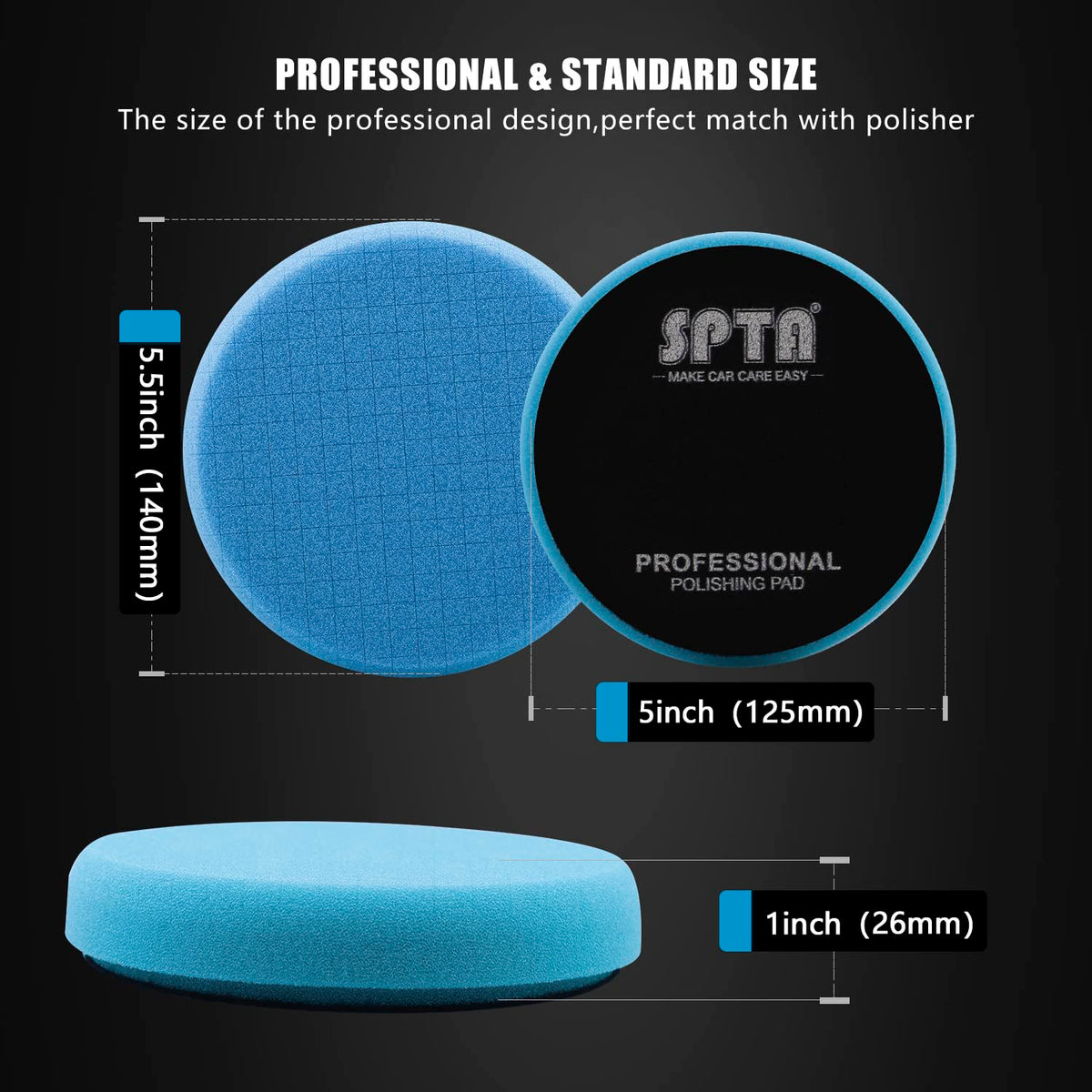 Blue Polish Pad, 3Pcs 5 Inch Buffing Polishing Pads for 125mm Backing Plate Compound Buffing Sponge