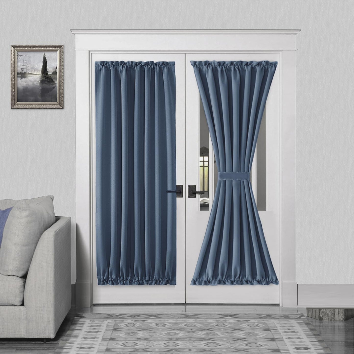 DWCN French Door Curtains – Rod Pocket Thermal Blackout Curtain for Doors with Glass Window