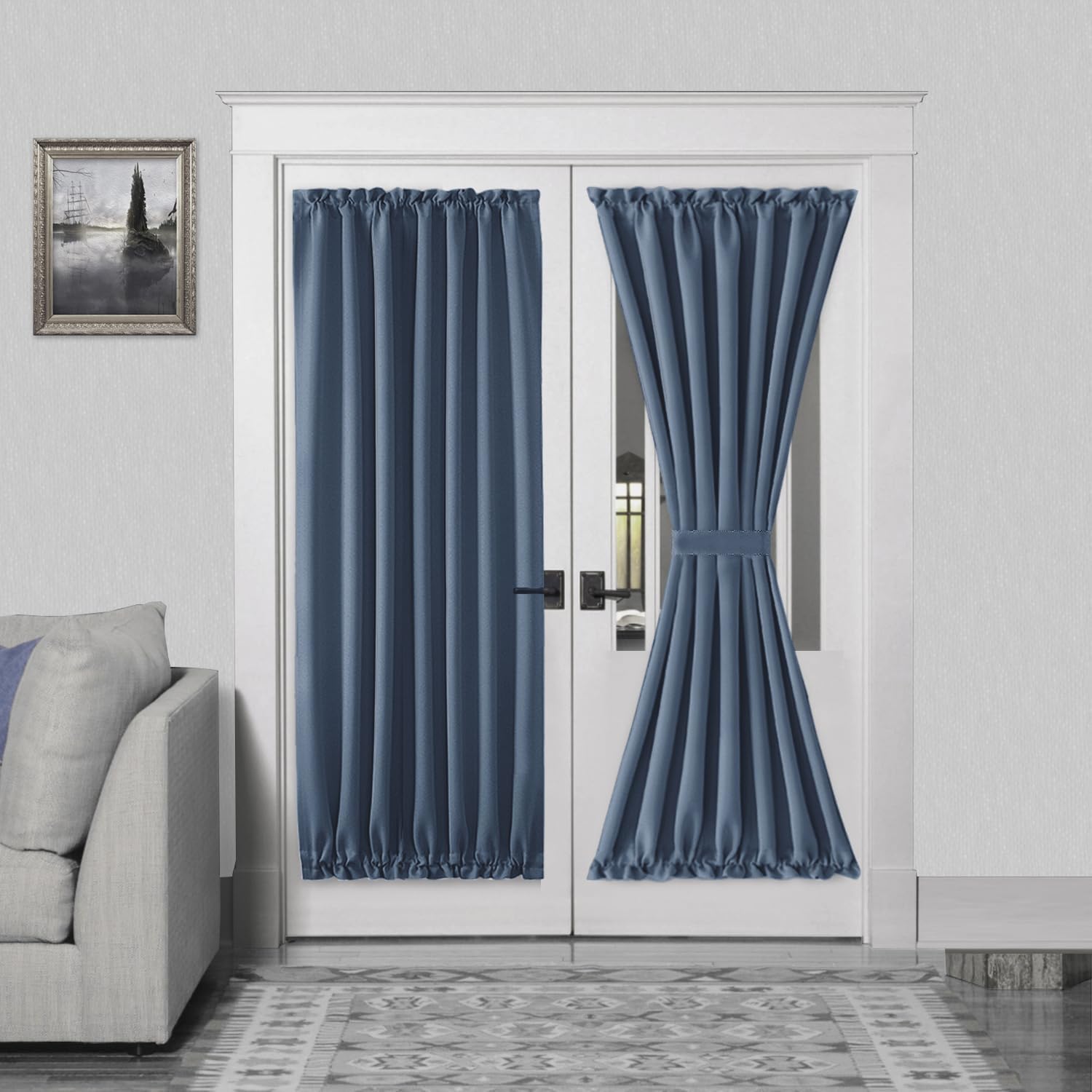 DWCN French Door Curtains – Rod Pocket Thermal Blackout Curtain for Doors with Glass Window