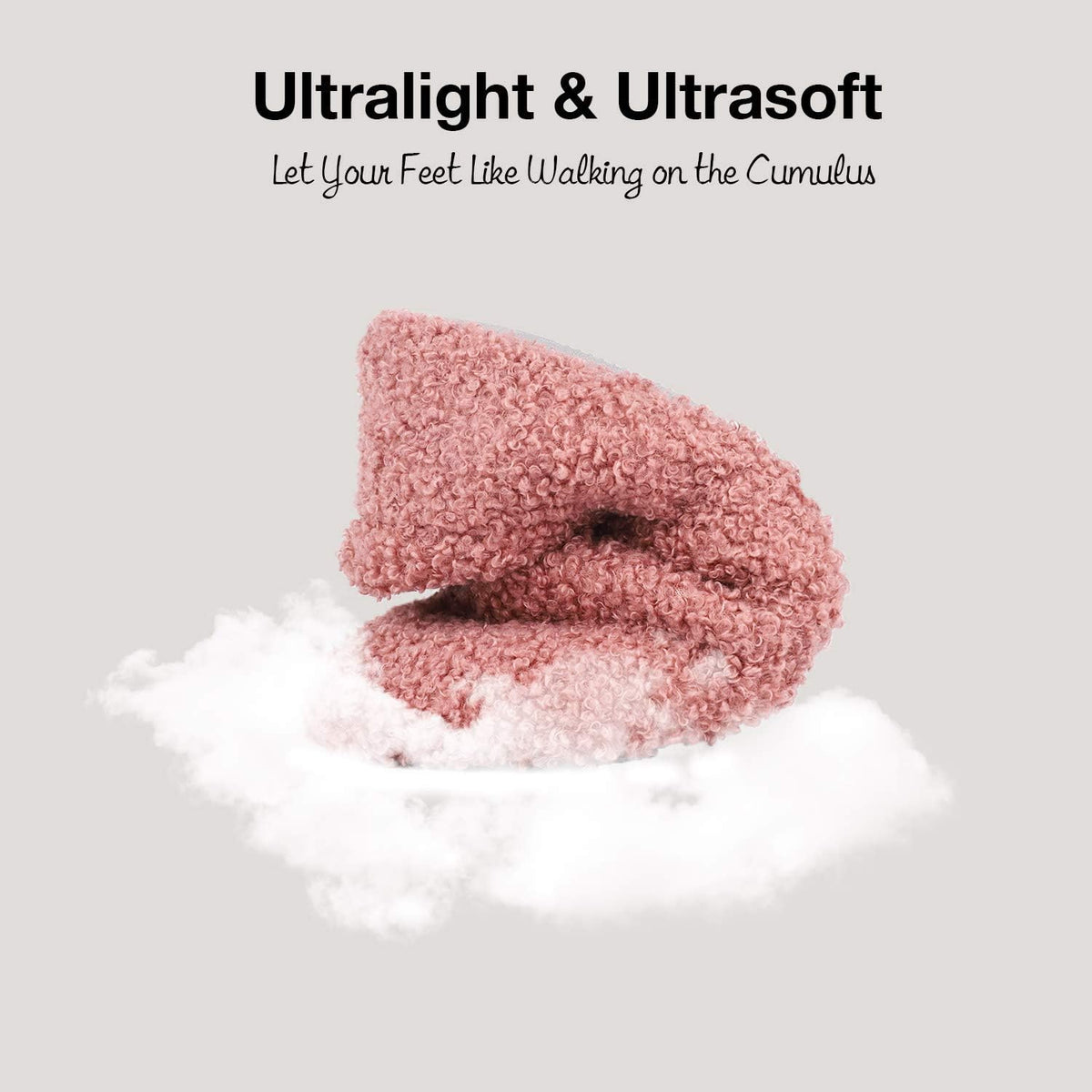 HomeTop Women's Fuzzy Curly Fur Memory Foam Loafer Slippers with Polar Fleece Lining
