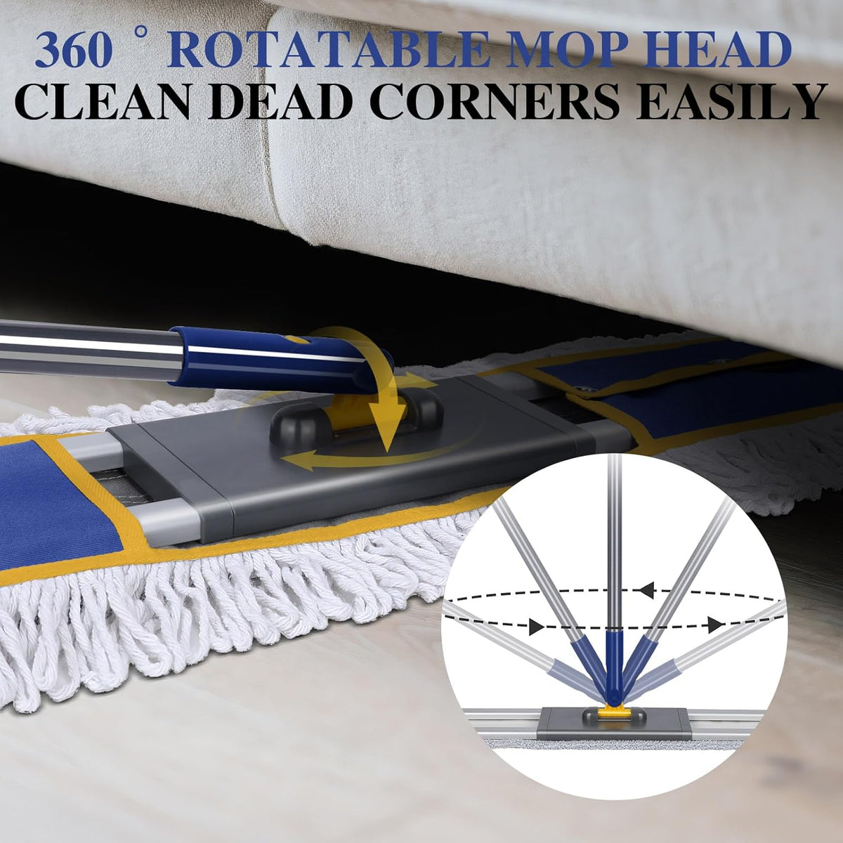 36" Commercial Mop for Floor Cleaning, Masthome Heavy Duty Industrial Mop with 3 Pads, Professional