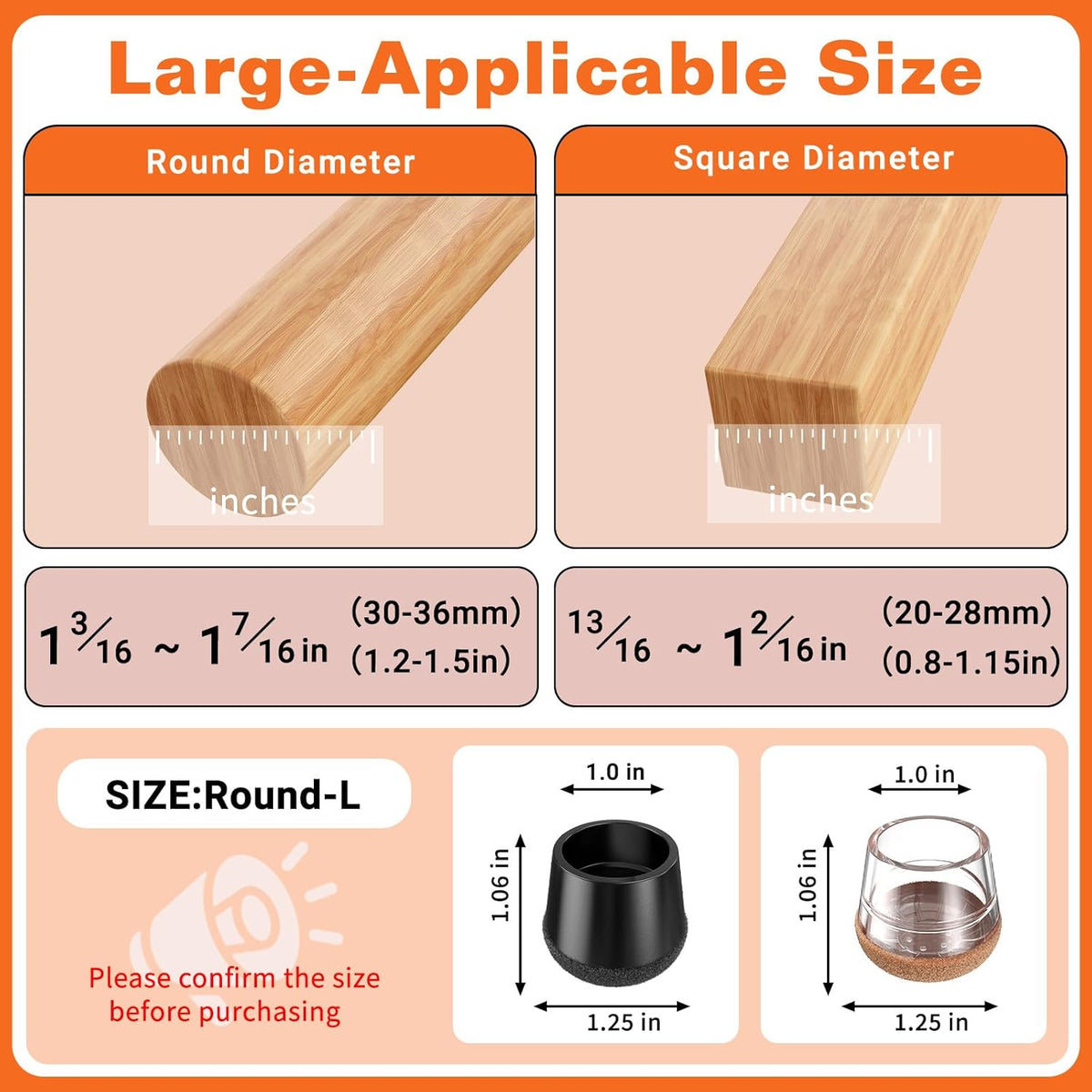 Chair Leg Floor Protectors Large 24Pcs,Silicone Chair Leg Protectors for Hardwood
