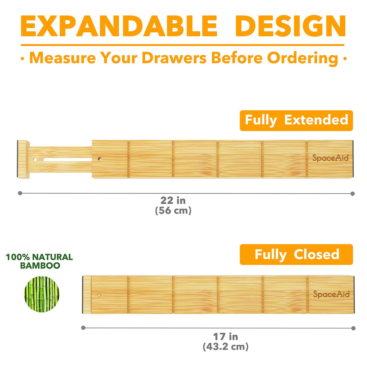 SpaceAid Bamboo Drawer Dividers with Inserts and Labels, Natural – view 5