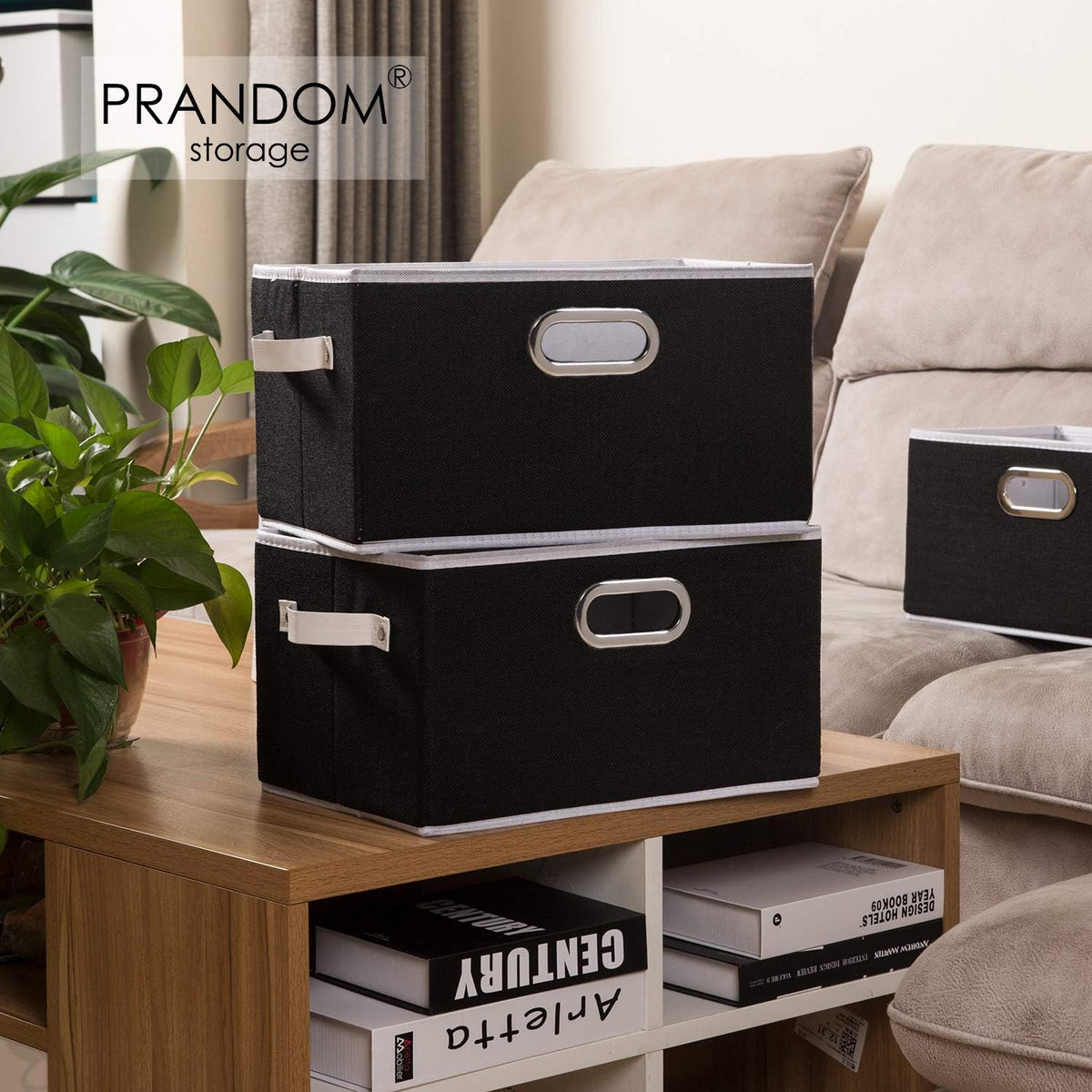 PRANDOM Fodable Storage Bins for Closet [3-pack] Decorative Fabric Storage Baskets Cubes with