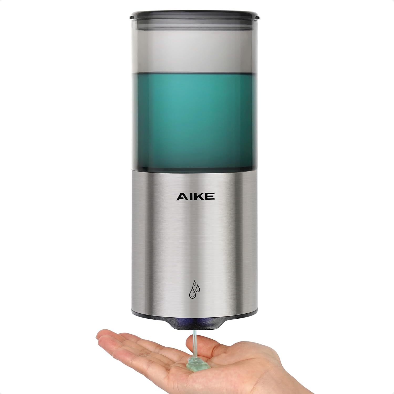 AIKE Automatic Soap Dispenser Wall Mounted for Kitchen and Bathroom, IPX7 Waterproof with Brushed