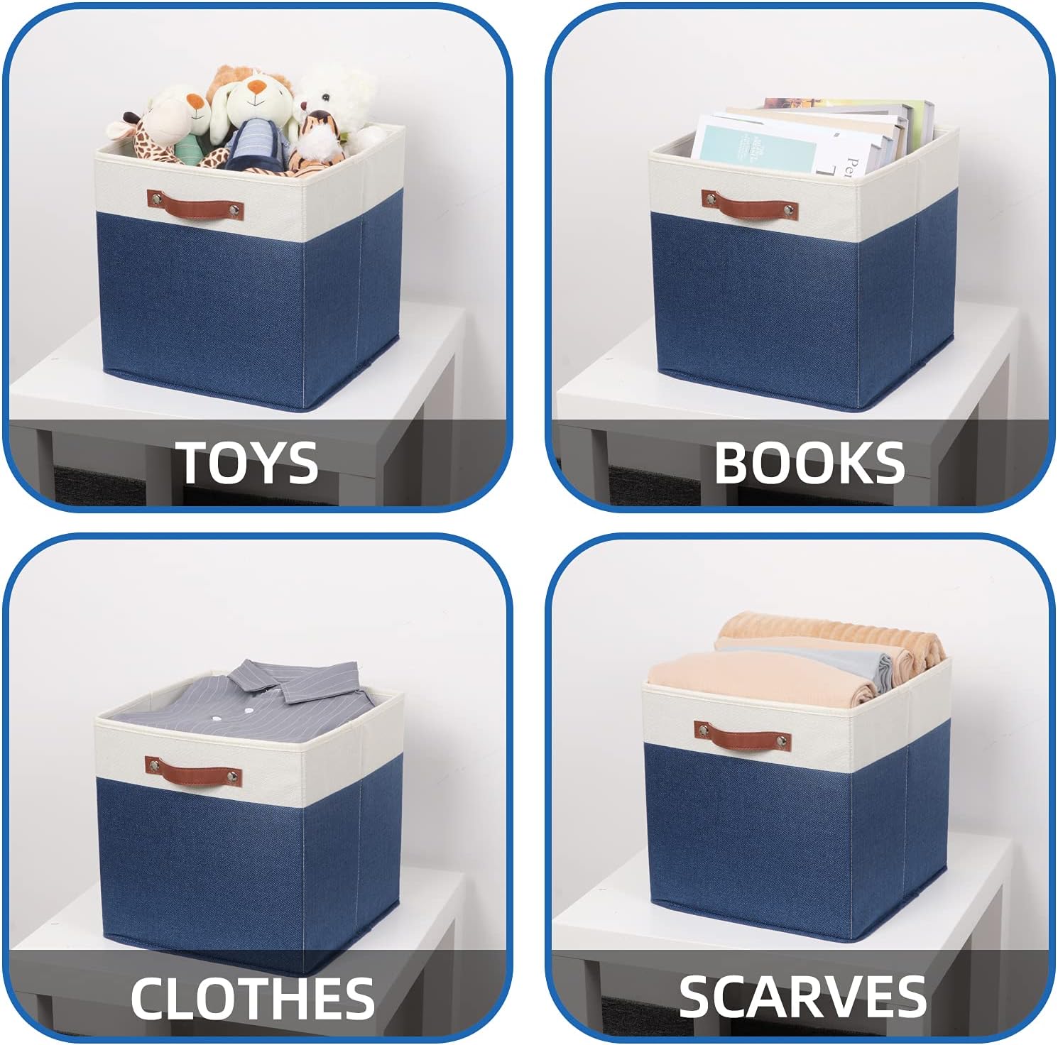 Temary Fabric Storage Bins for Cube Organizer 4 Pack Cube Storage Bins 13 Storage Cubes for Shelves