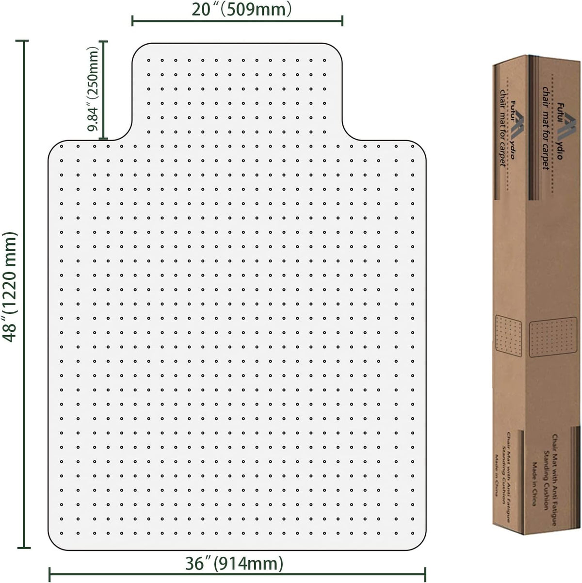 FuturHydro Office Chair Mat for Low Pile Carpet, 48" x 36" Clear Computer Desk Chair Mats for