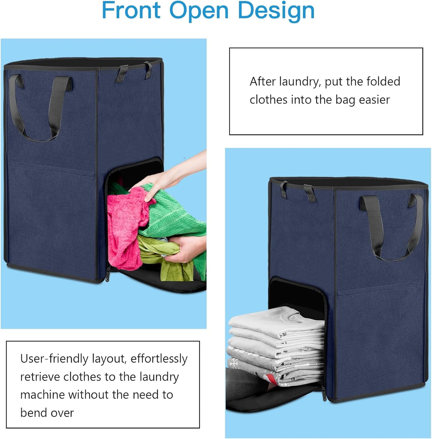Bukere Laundry Basket, Laundry Backpack Bag for Guys Girls Boys, 2 in 1 Laundry Hamper for College