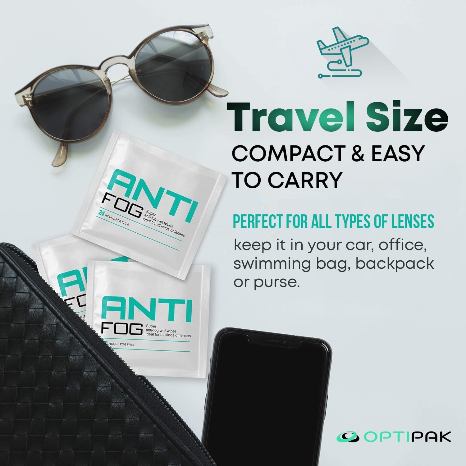 Anti Fog Wipes for Glasses, Binoculars, Face Shields, Ski Masks or Swim Goggles | Pre-Moistened