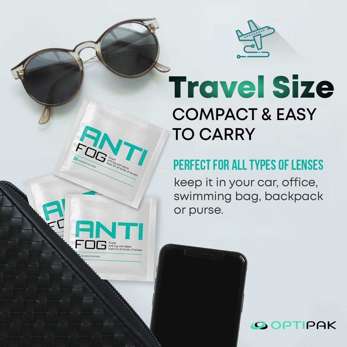 Anti Fog Wipes for Glasses, Binoculars, Face Shields, Ski Masks or Swim Goggles | Pre-Moistened