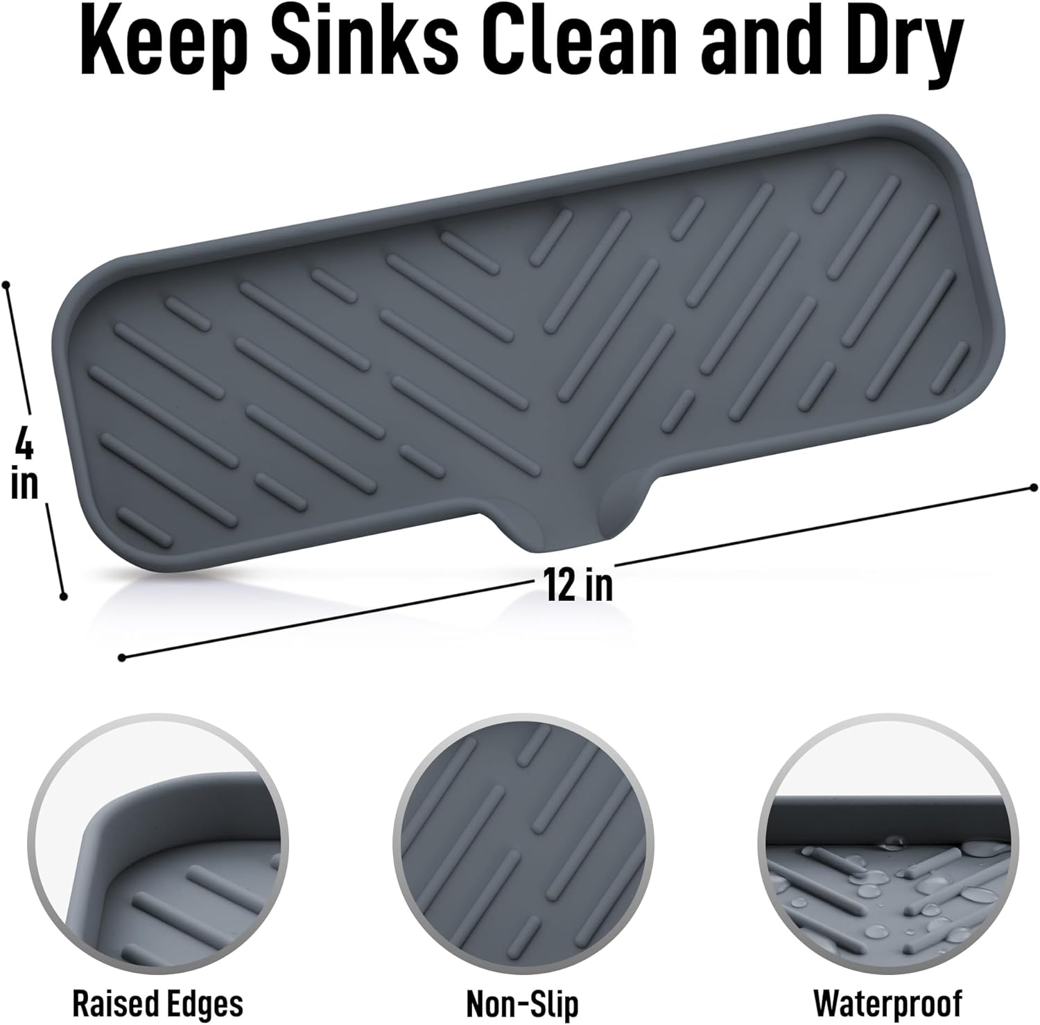 Zulay Large Silicone Sponge Holder (12x4) – Flexible Sink Organizer Tray for Kitchen & Bathroom