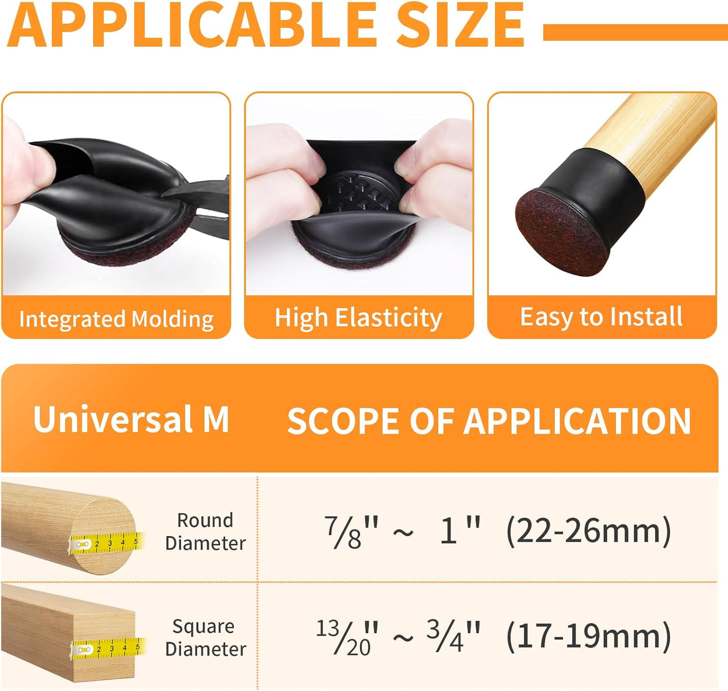 Ezprotekt 24 Pcs Round Silicone Chair Leg Floor Protectors with Felt, Floor Protectors for Chairs