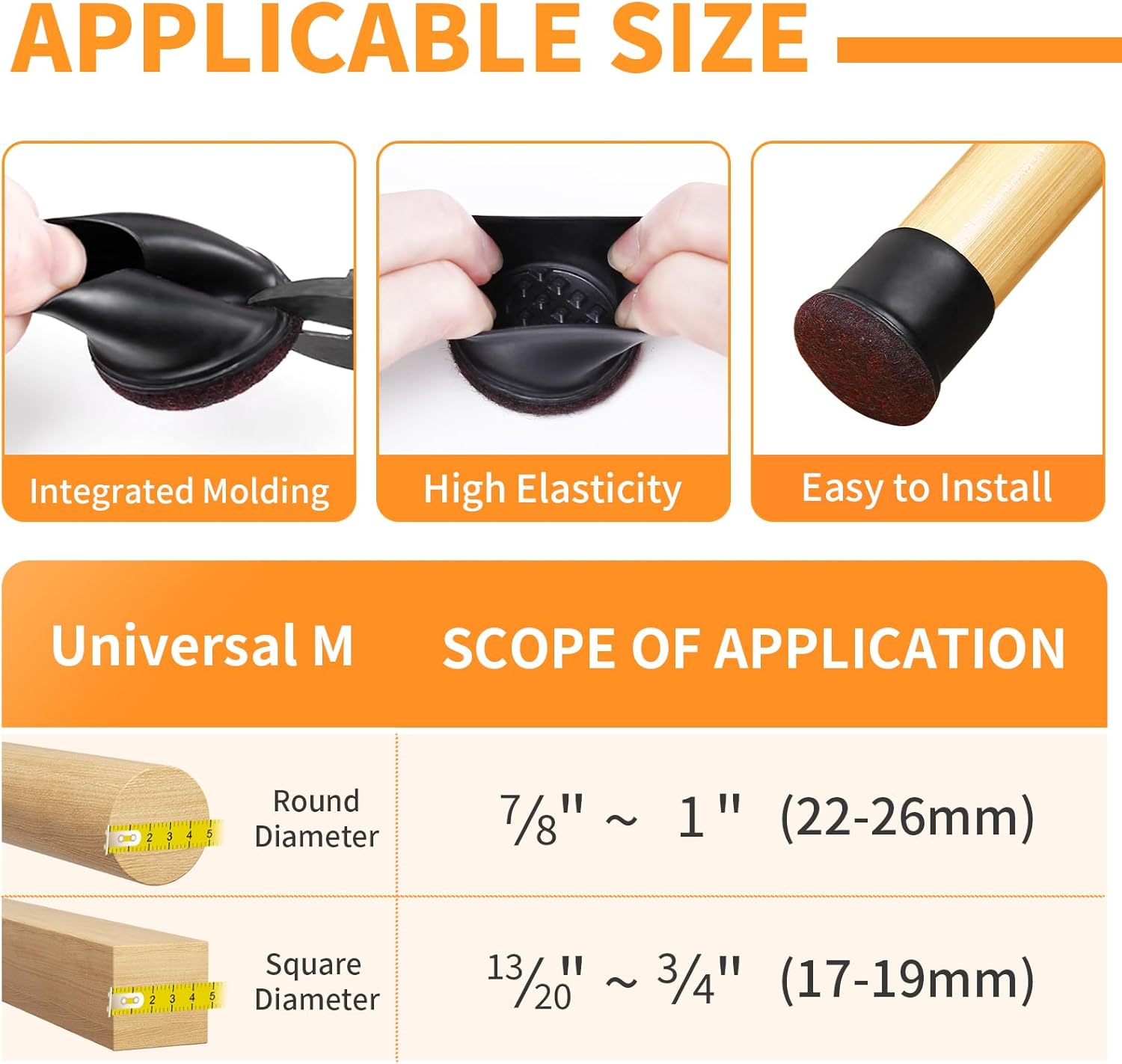 Ezprotekt 24 Pcs Round Silicone Chair Leg Floor Protectors with Felt, Floor Protectors for Chairs