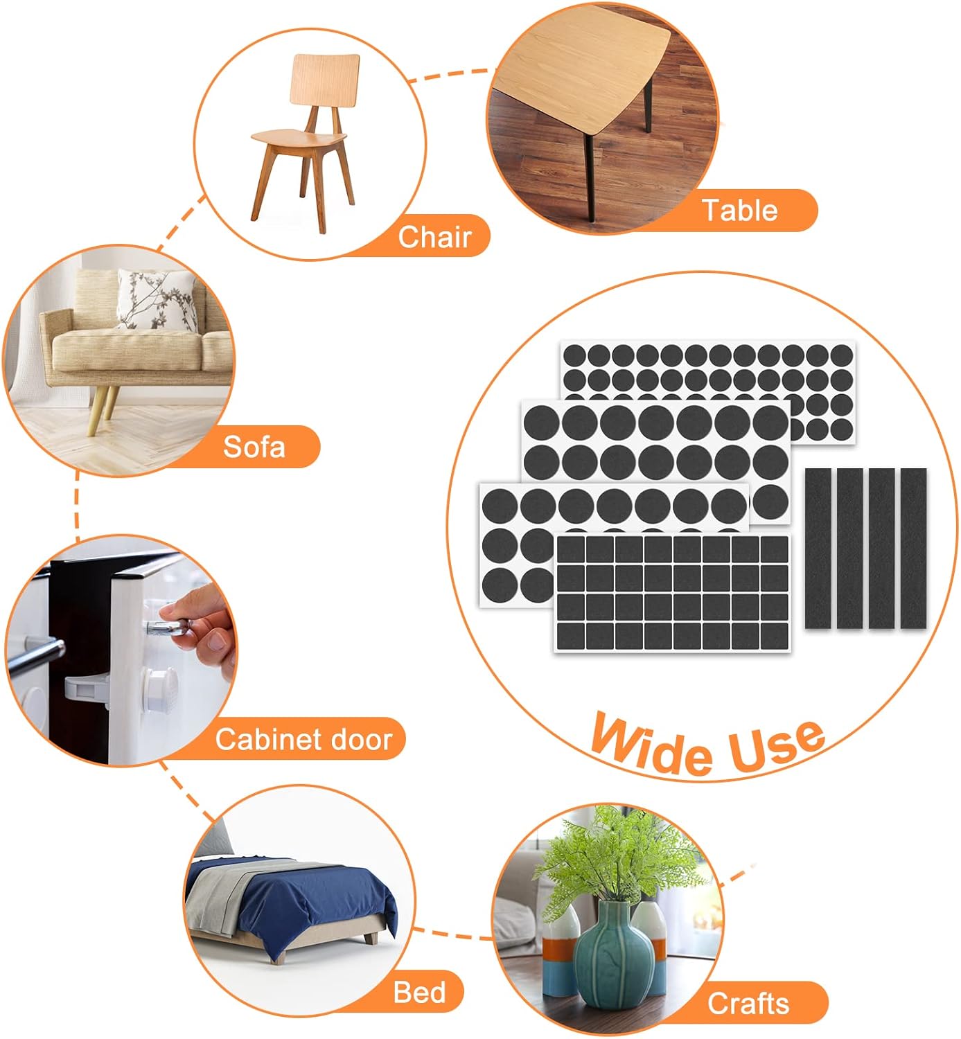 Felt Furniture Pads 300 Pieces, Furniture Pads for Hardwood Floors, Felt Pads for Chair Legs