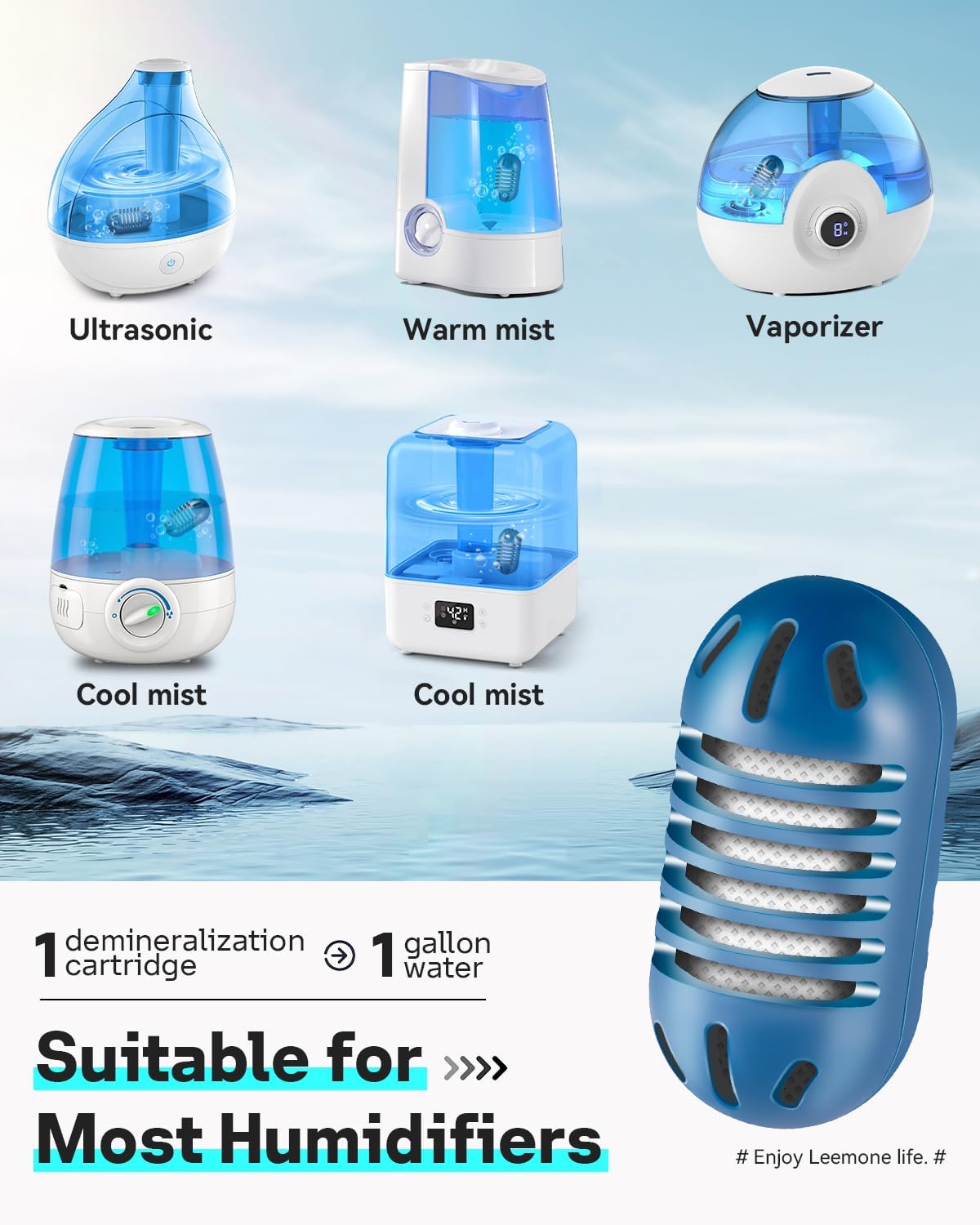 Leemone Demineralization Cartridge Compatible with HoMedics Ultrasonic Humidifiers, 20 Pack