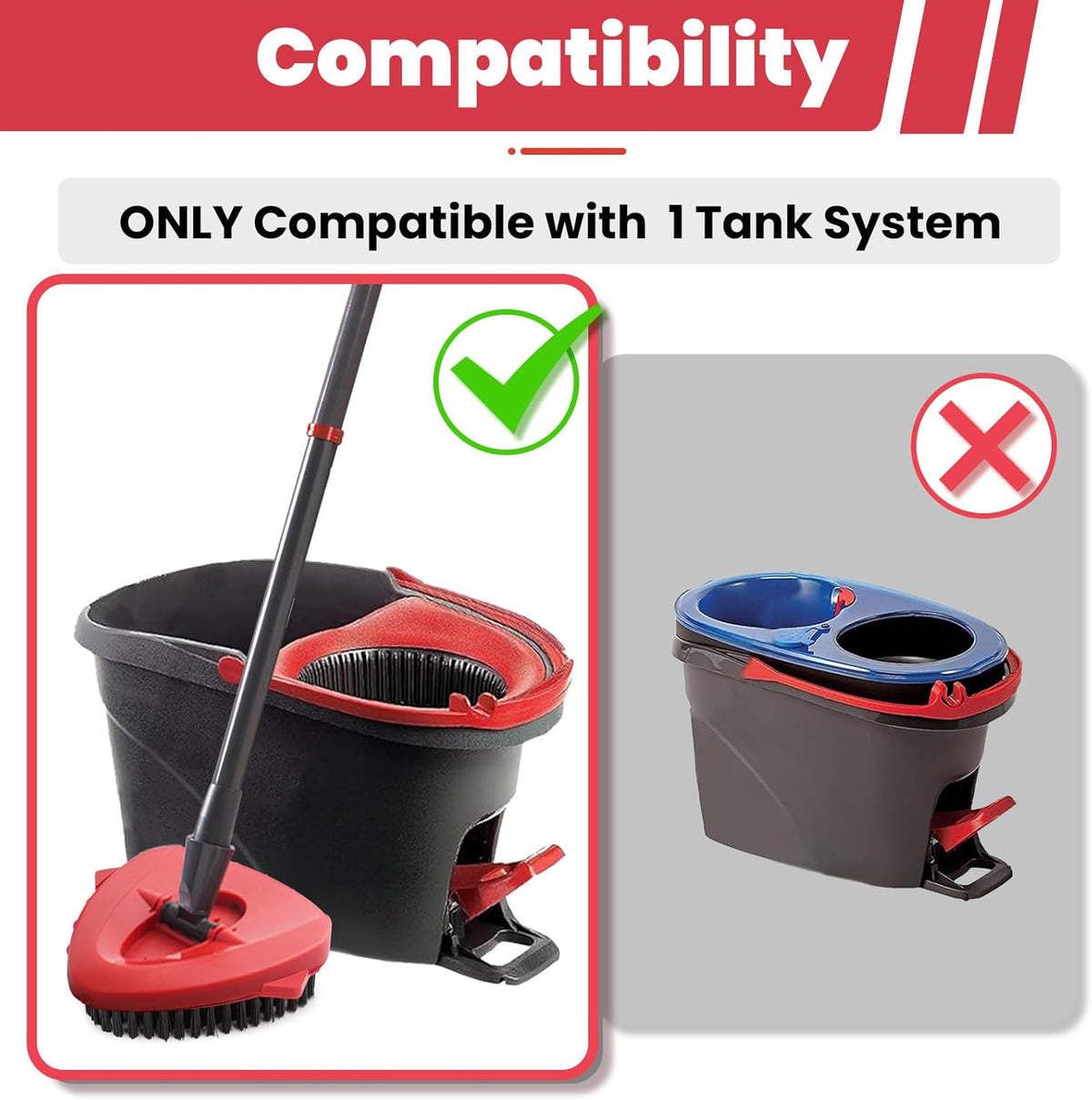 2 Pack Scrub Brush Attachment Compatible with O Cedar EasyWring Microfiber Spin Mop 1 Tank System