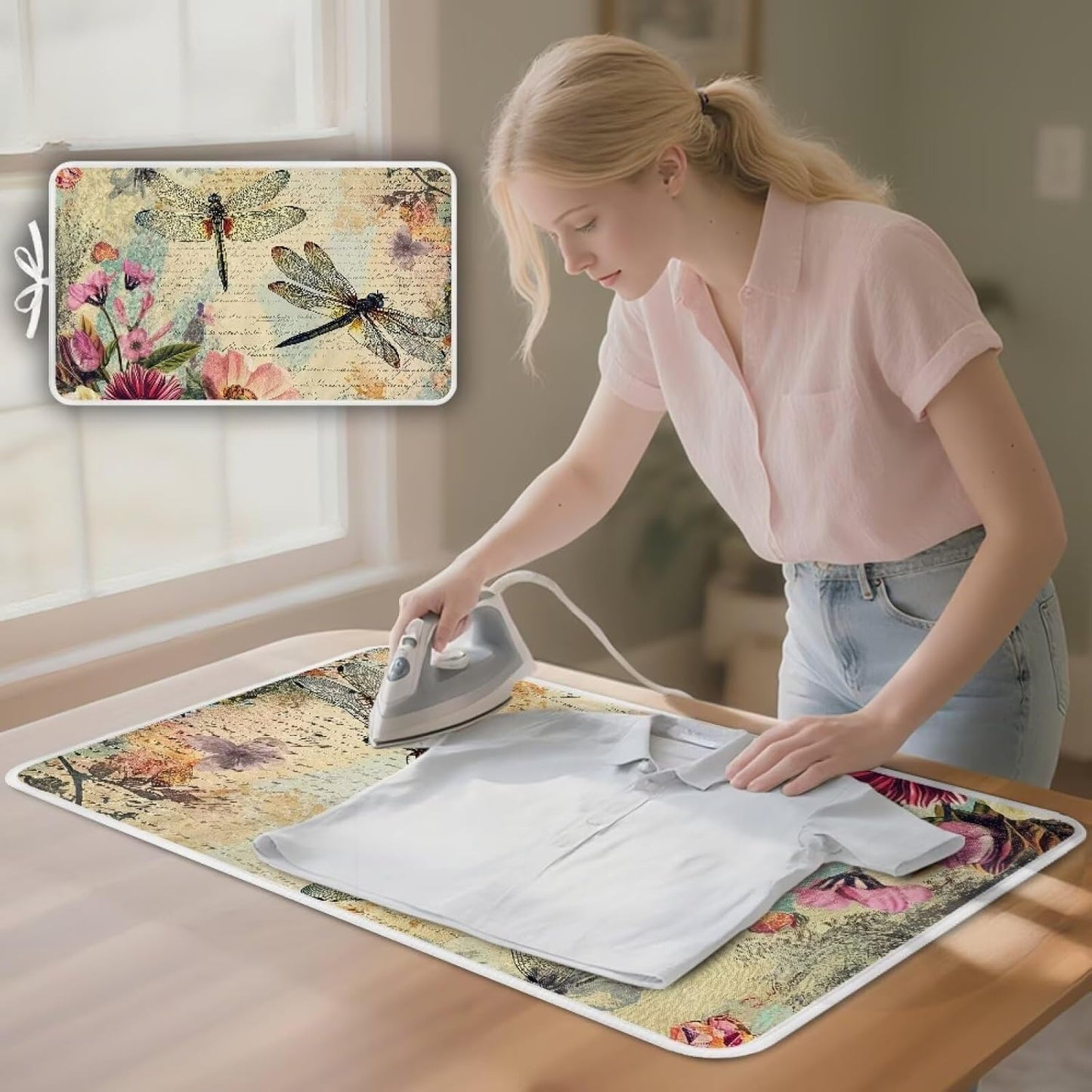 Vintage Ironing Pad Dragonfly Ironing Blanket Thick Travel Iron Pad Heat Resistant Ironing Board