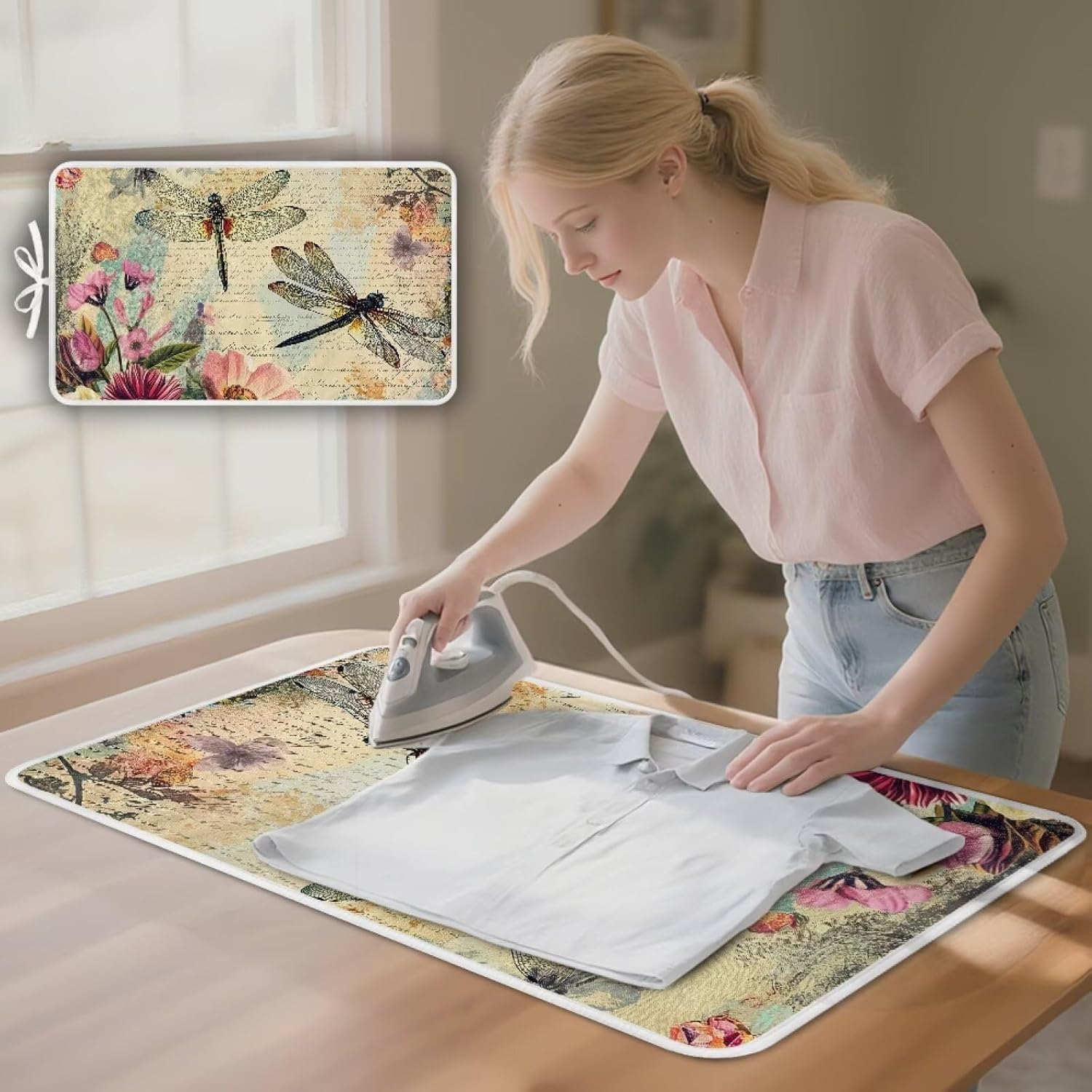 Vintage Ironing Pad Dragonfly Ironing Blanket Thick Travel Iron Pad Heat Resistant Ironing Board