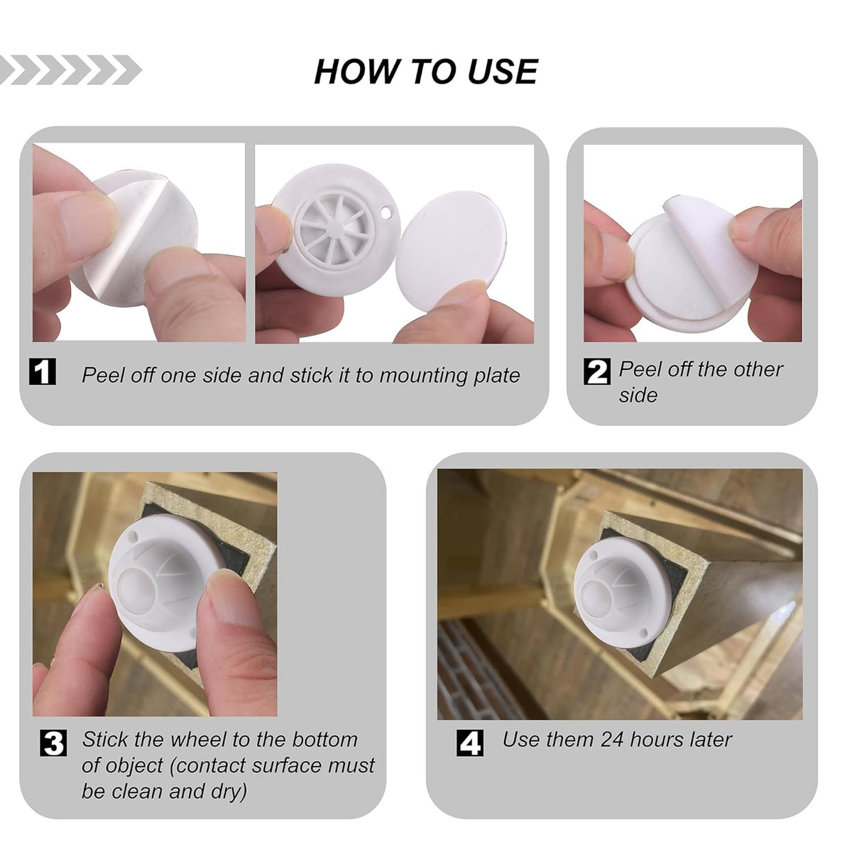 PlusRoc 8 Pack Self Adhesive Caster Wheels For Kitchen Appliance Rollers, Load Capacity 14LBS Per