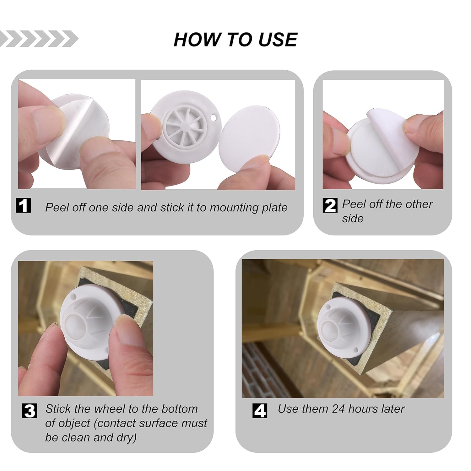 PlusRoc 16 Pack Self Adhesive Caster Wheels For Appliance, Load Capacity 14LBS Per Wheel, Mini