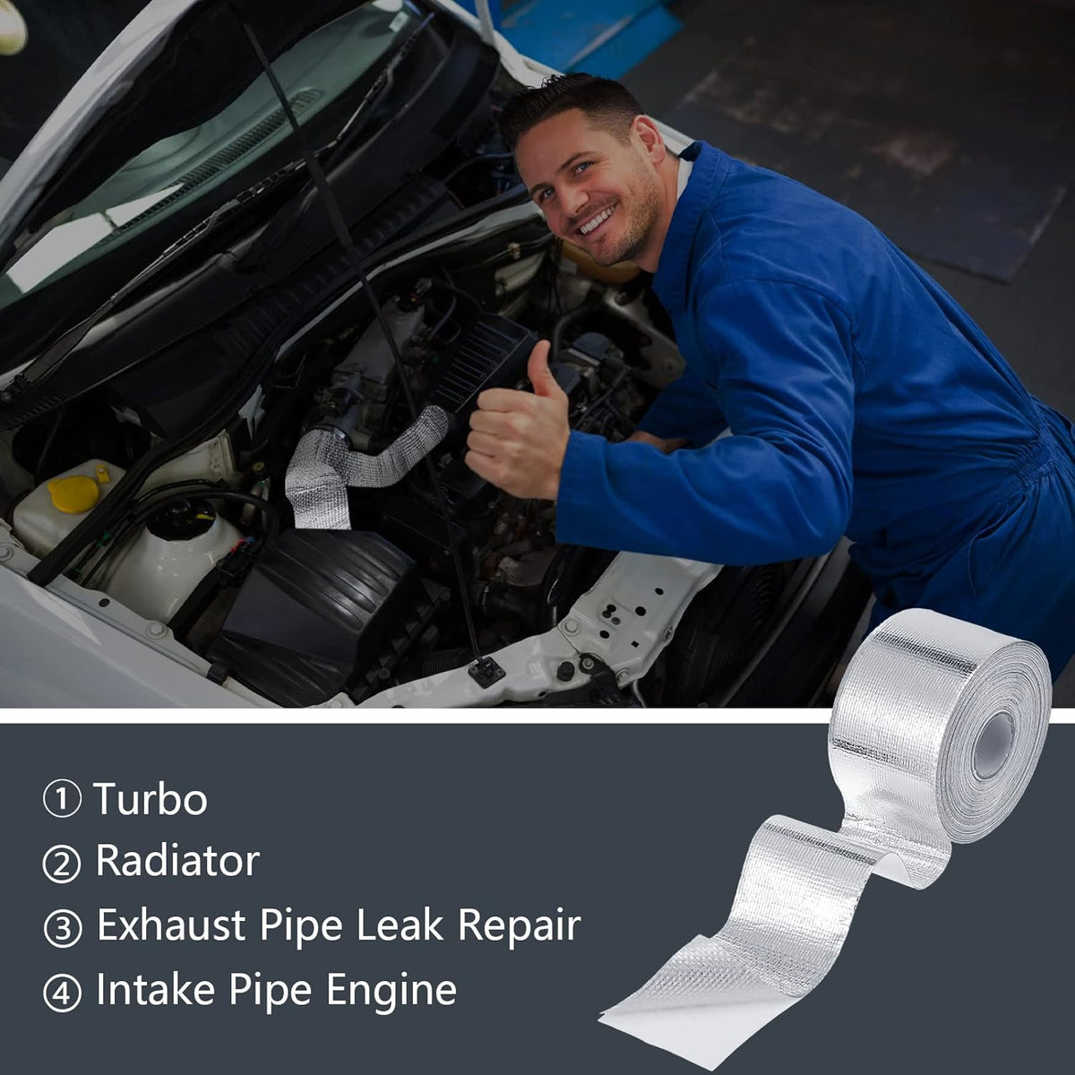 Zonon 2 Rolls Aluminum Foil Tape Heat Shield Tape Barrier Adhesive Reflective Fiberglass Thermal