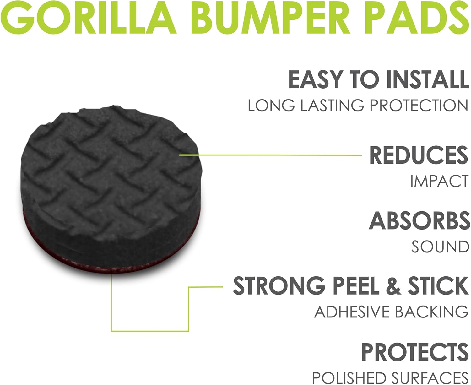 Slipstick GorillaBumperPads Premium Cabinet Door Bumpers 3/8” Round Non Slip Pads, Cabinet