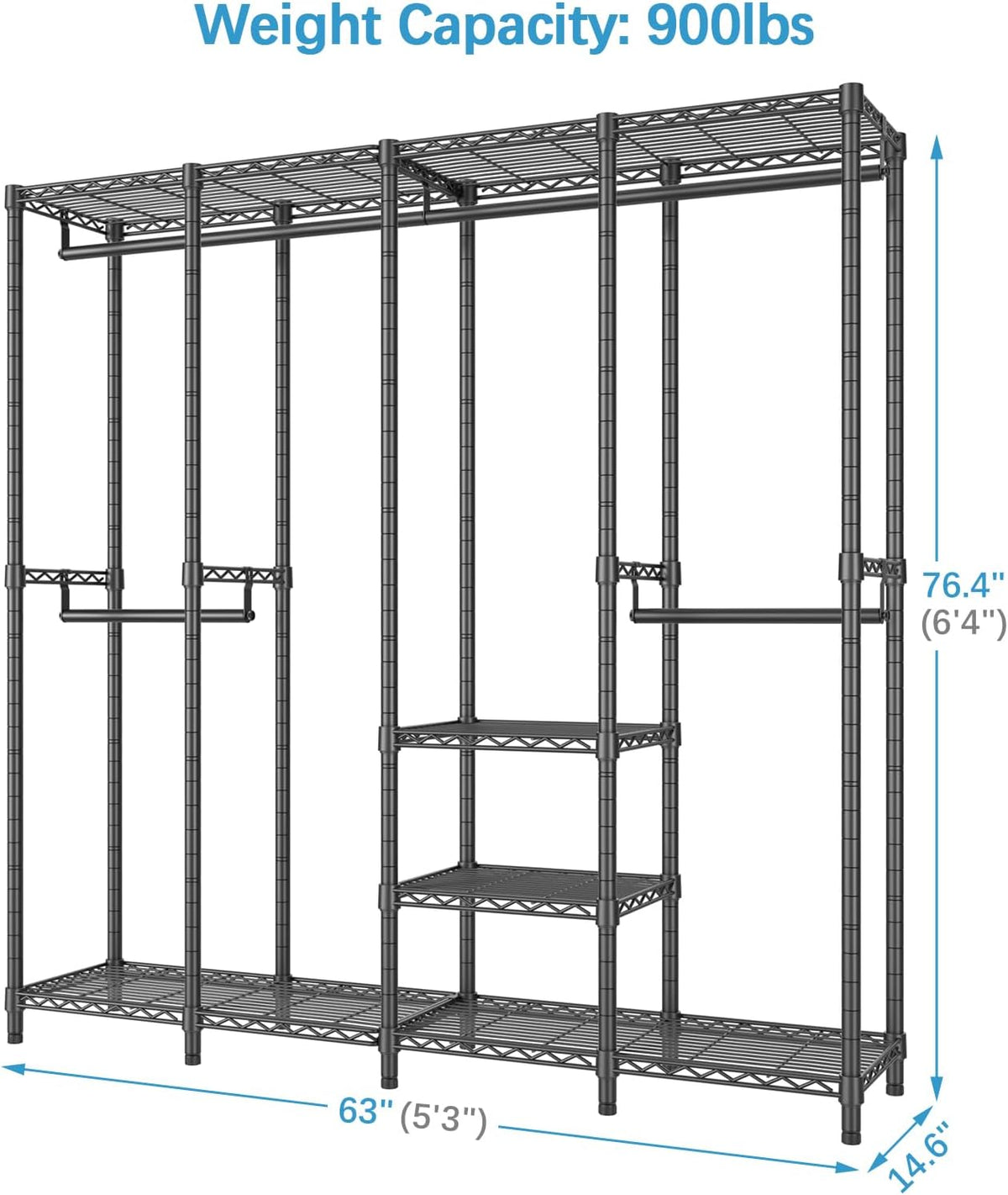 VIPEK V40 Medium Garment Rack Heavy Duty Clothes Rack for Hanging Clothes, Multi-Functional Bedroom