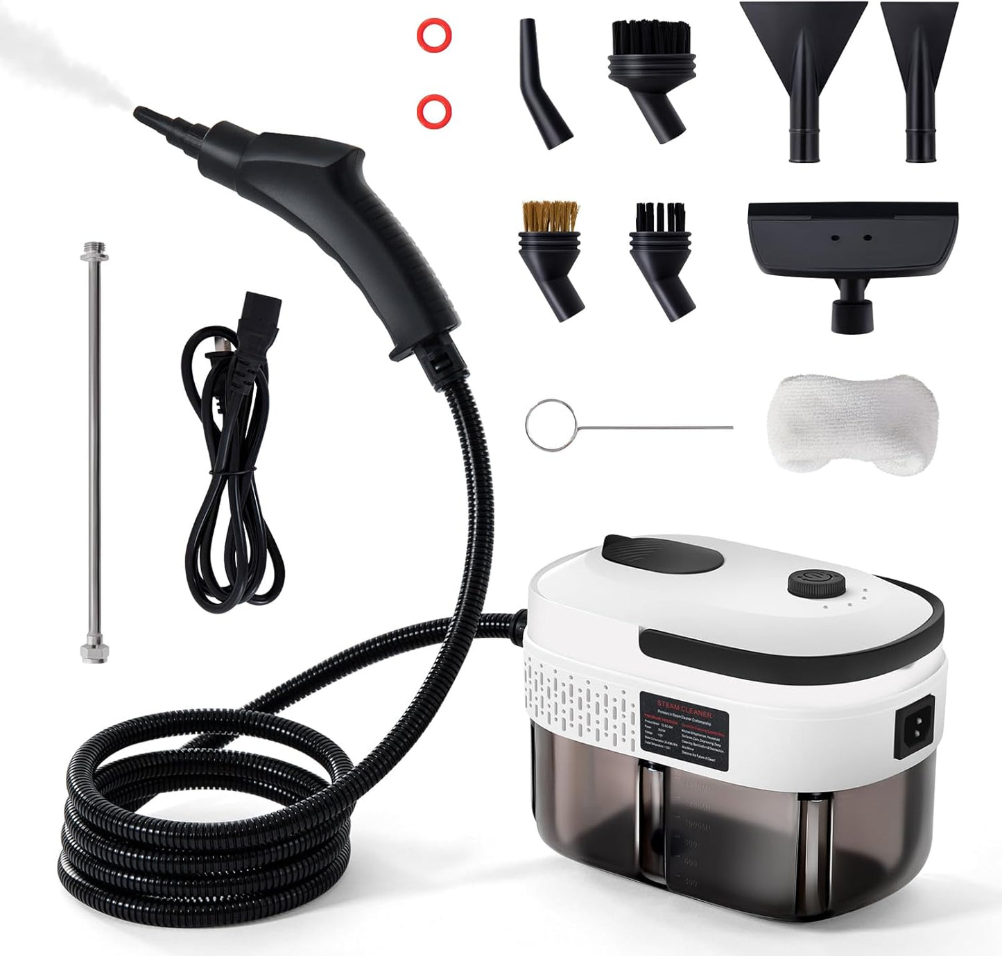 Lamberia 2500W Handheld Pressurized Steam Cleaner with 12pcs Accessories, 1400ml 1.5 Quarts Tank