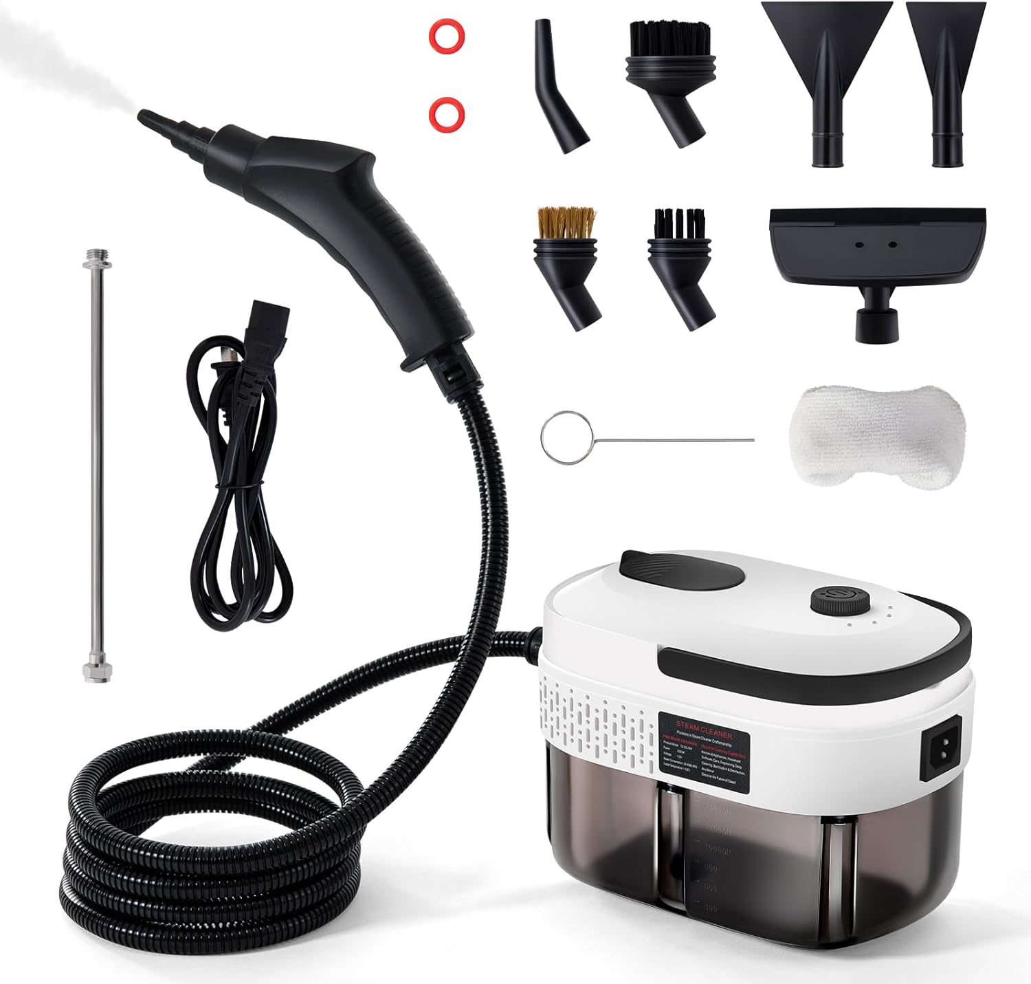 Lamberia 2500W Handheld Pressurized Steam Cleaner with 12pcs Accessories, 1400ml 1.5 Quarts Tank