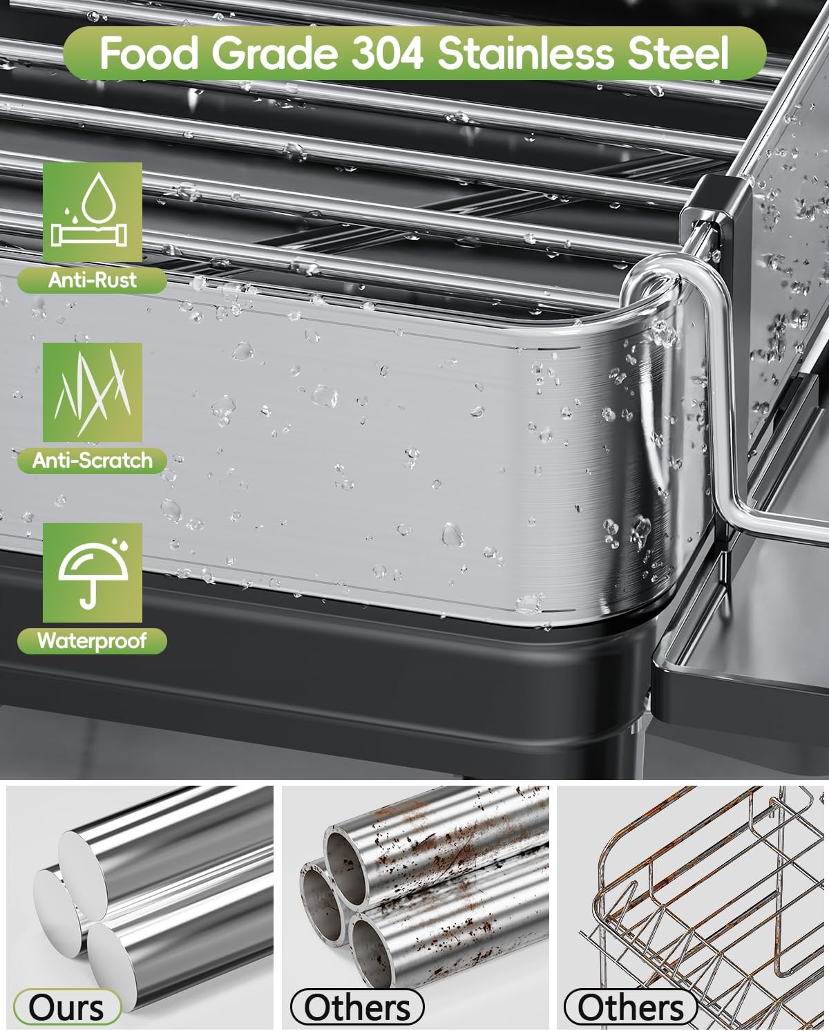 Dish Racks, Thicker Premium 304 Stainless Steel Dish Drying Rack for Kitchen Counter, Automatic