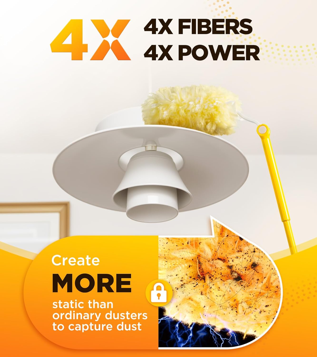 Heavy Duty Duster Refill Kit for Swiffer Duster with 3 ft Extension Pole & 20 Count Refills, 4X