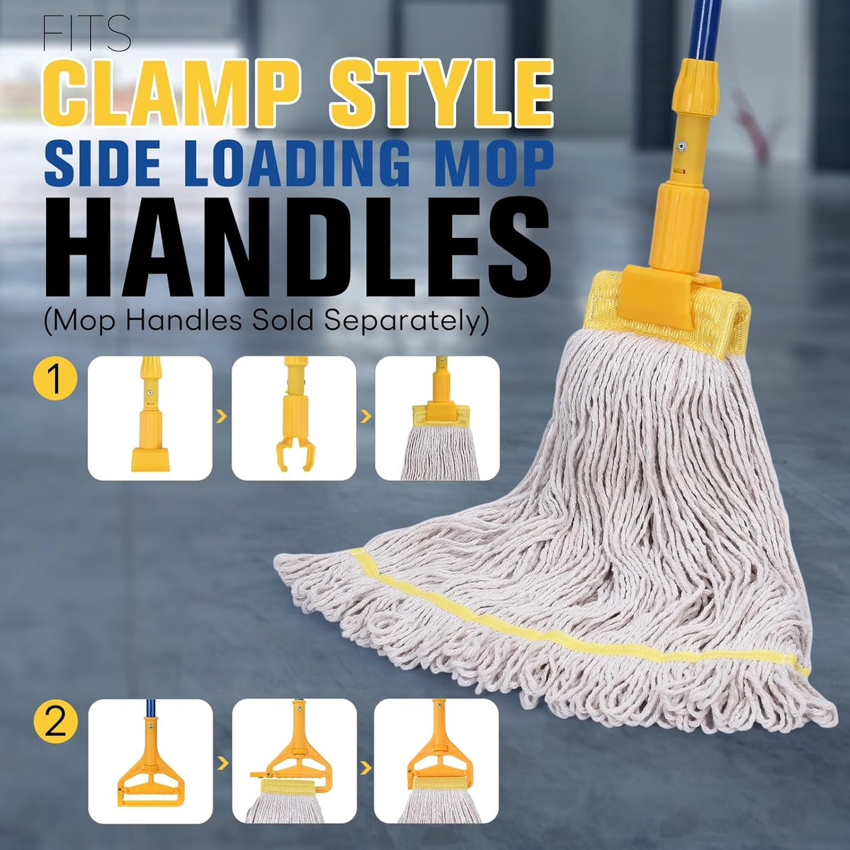 Matthew Cleaning Commercial Mop Head Replacement, 5 Inch Wide Headband, Looped End Cotton Blend