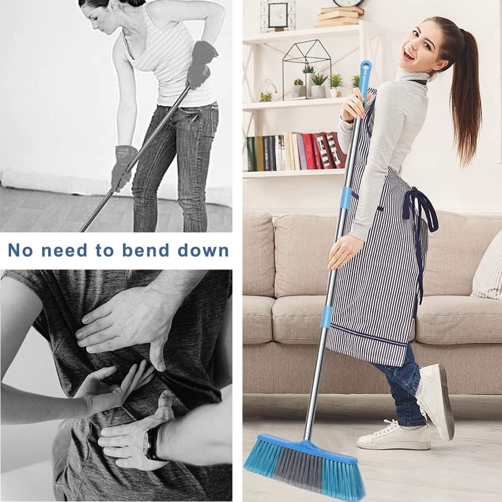 LandHope Heavy Duty Broom, 15.75in Wide Push Broom, 45.67in Long Handle, Adjustable, Floor Sweeper