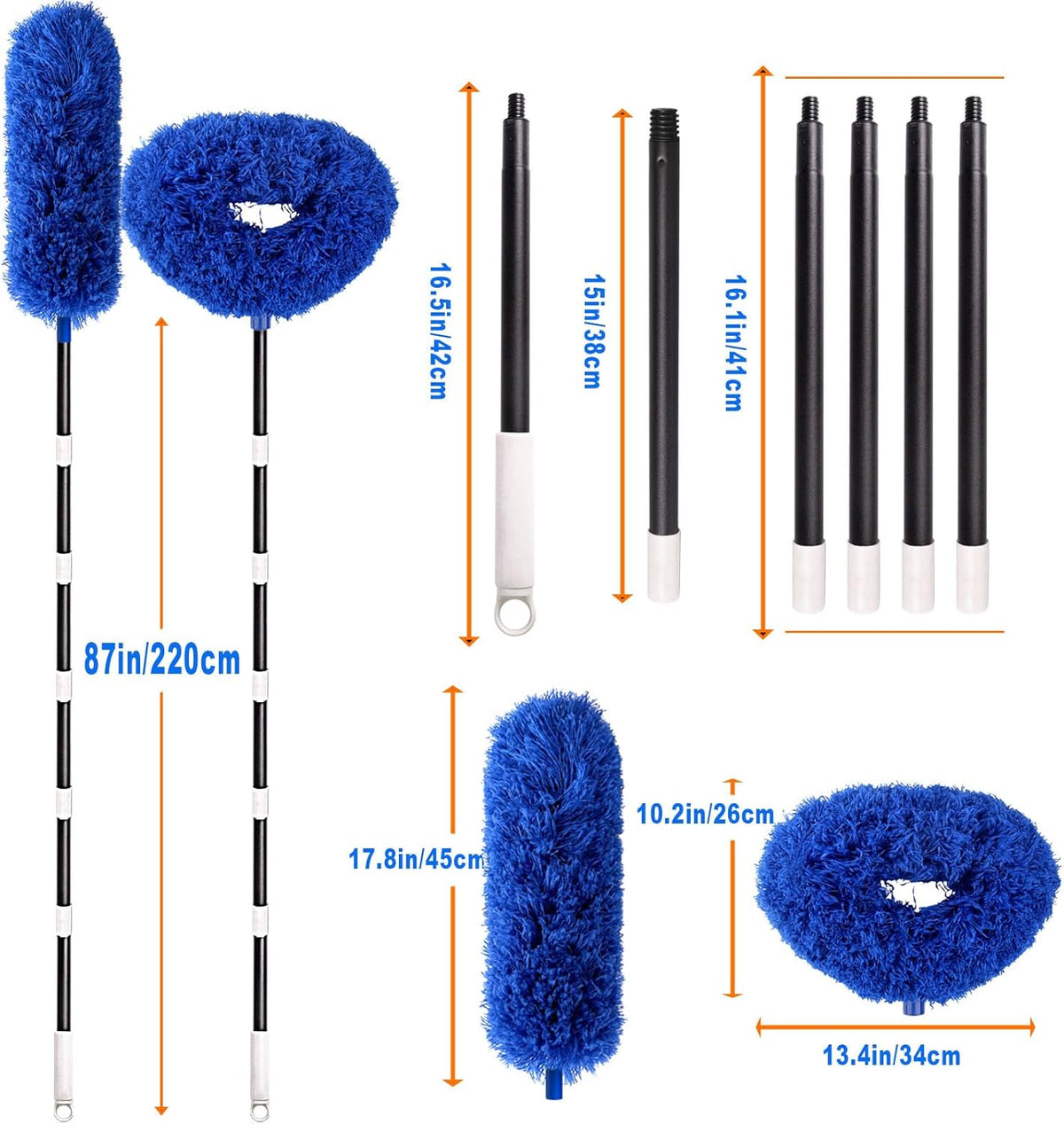 Ceiling Fan Cleaner Duster with Extra Long and Thick Extension Pole from 15 to 88 Inches,Adjustable