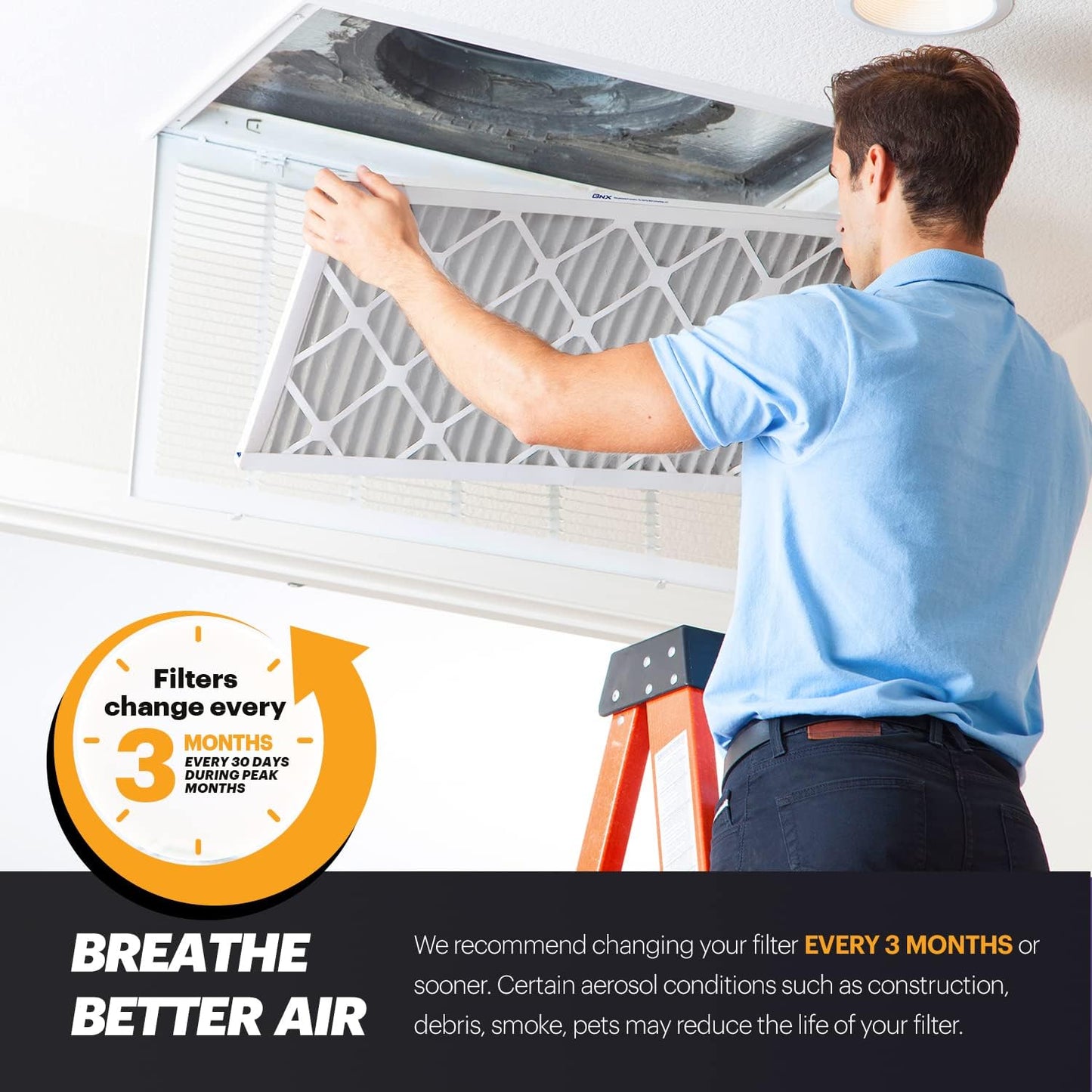 BNX TruFilter 16x20x1 Air Filter MERV 11 (6-Pack) - MADE IN USA - Allergen Defense Electrostatic
