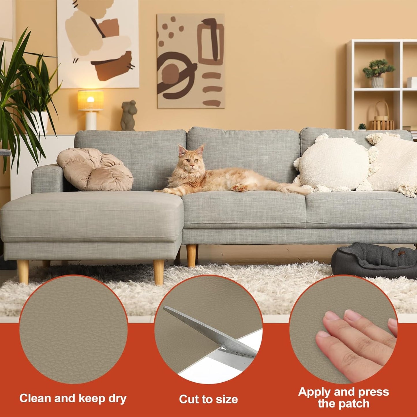 PATIKIL Leather Patches Tape for Furniture, 3.2 x 61 Inch Self Adhesive Vinyl Leather Repair Kit