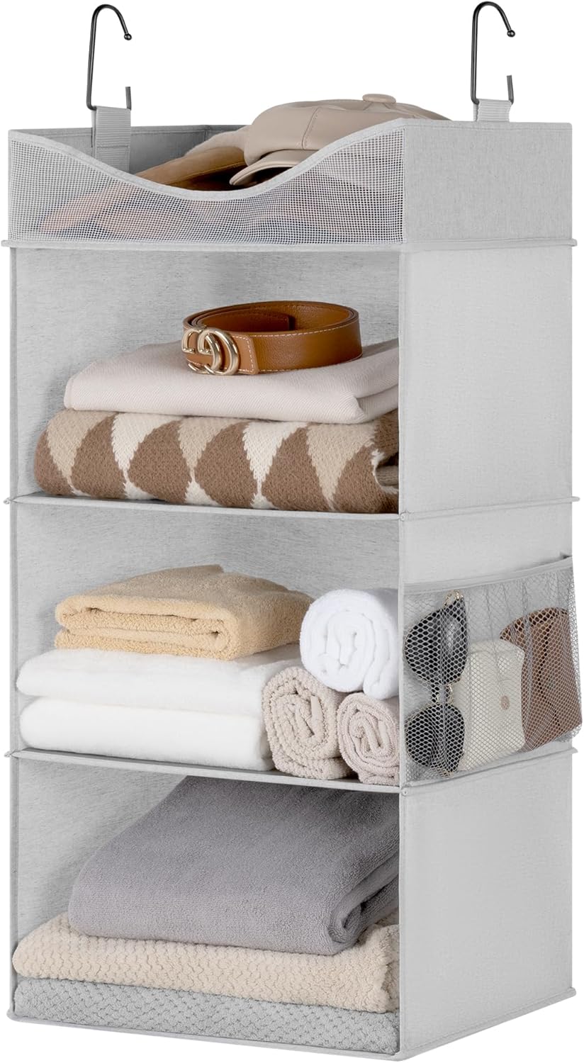 StorageWorks Hanging Closet Organizer, 3-Shelf Hanging Closet Shelves with Top Shelf, 15 ¾"W x 12"