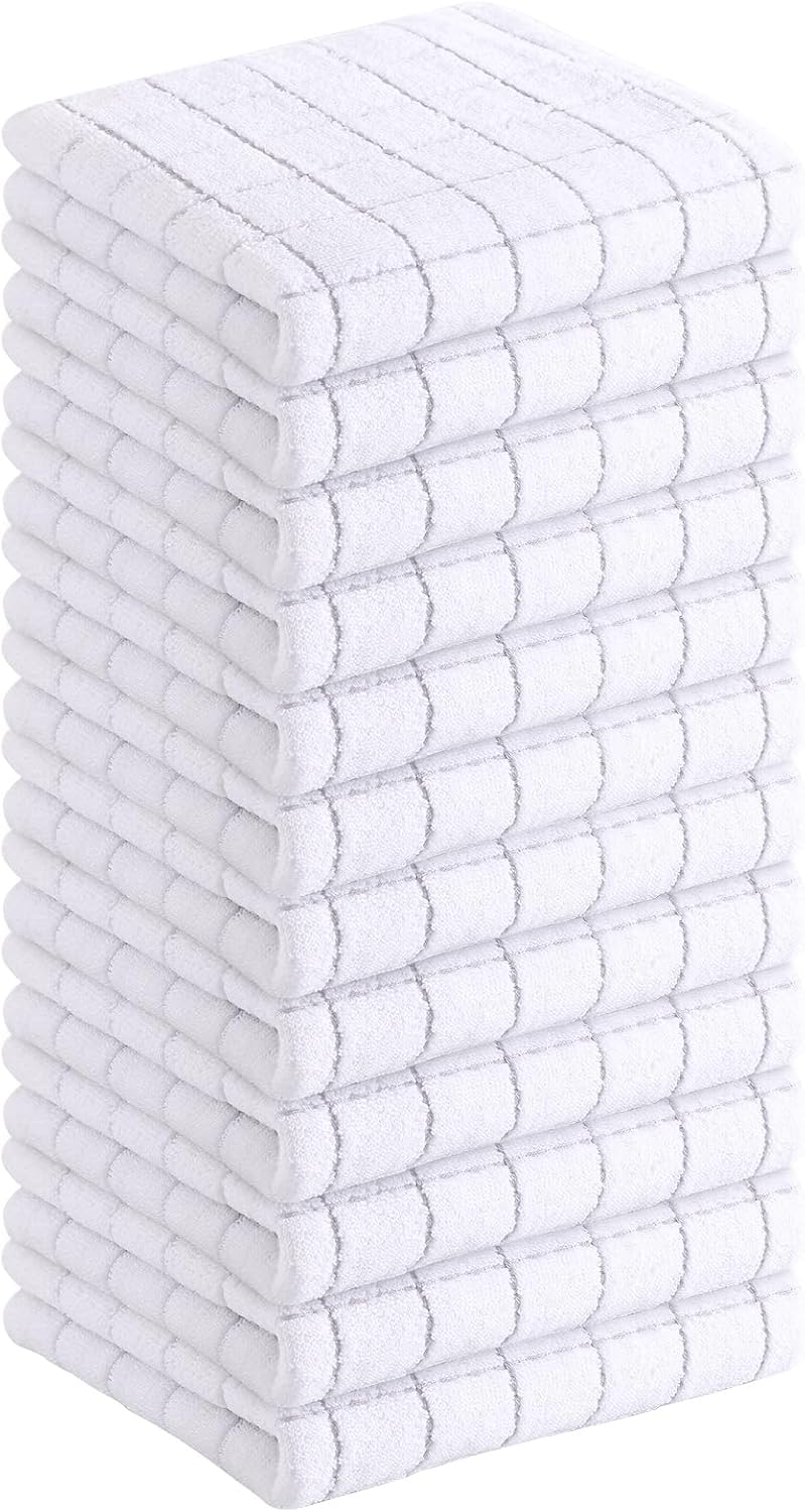 Homaxy 100% Cotton Terry Kitchen Dish Cloths, Ultra Soft and Absorbent Dish Towels for Kitchen