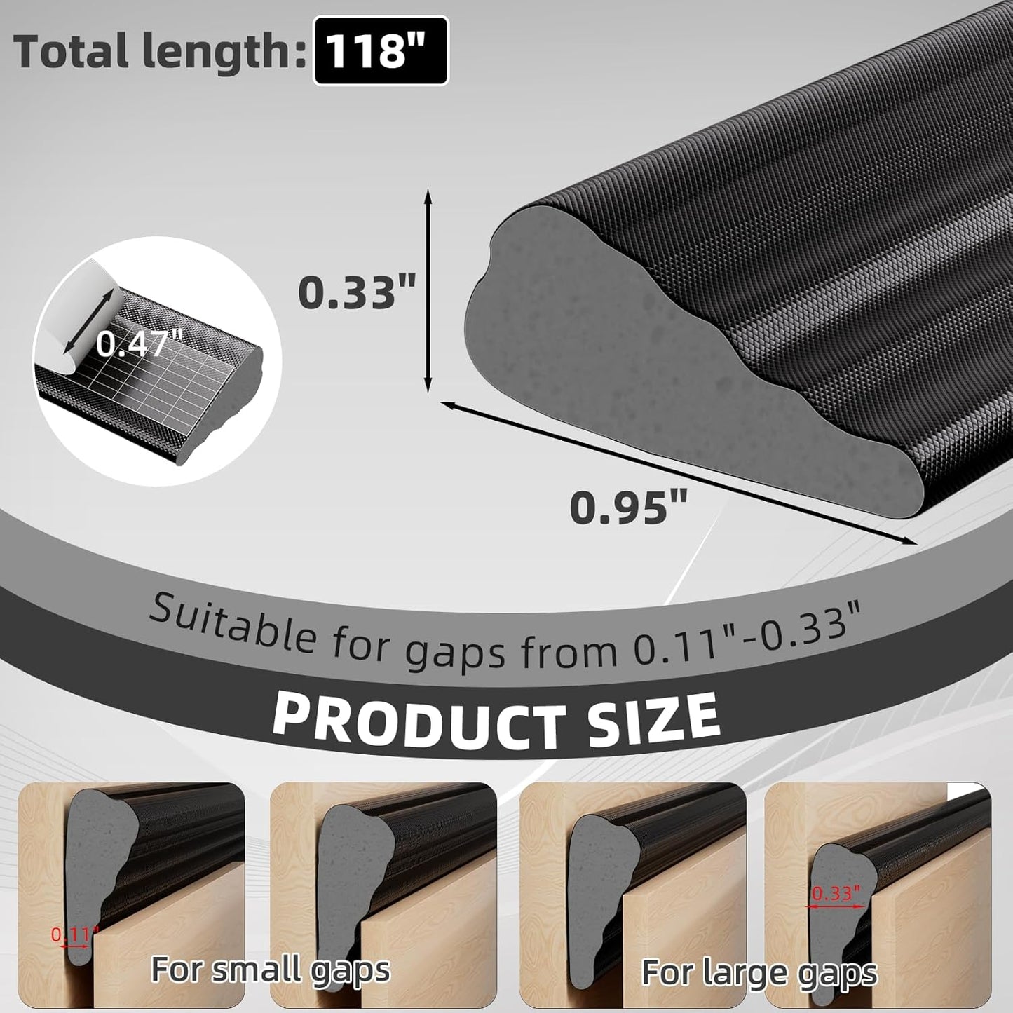 118" Wedge Weather Stripping Door Seal Strip for Door Frame & Window,Self Adhesive Window